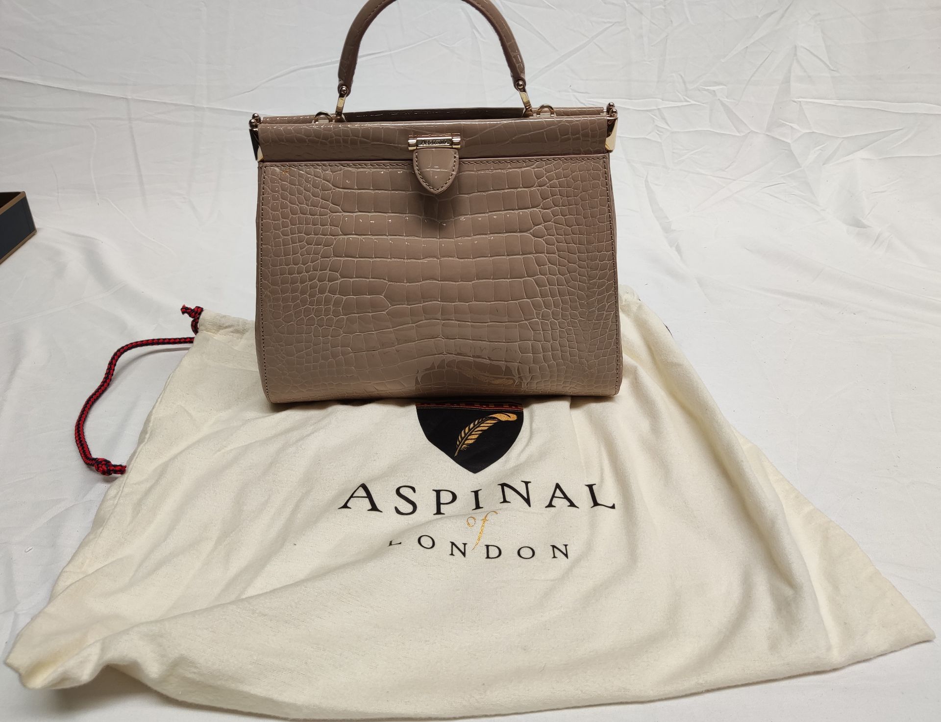 1 x ASPINAL OF LONDON Small Florence Frame Bag In Soft Taupe Patent Croc - Original RRP £995 - - Bild 14 aus 25