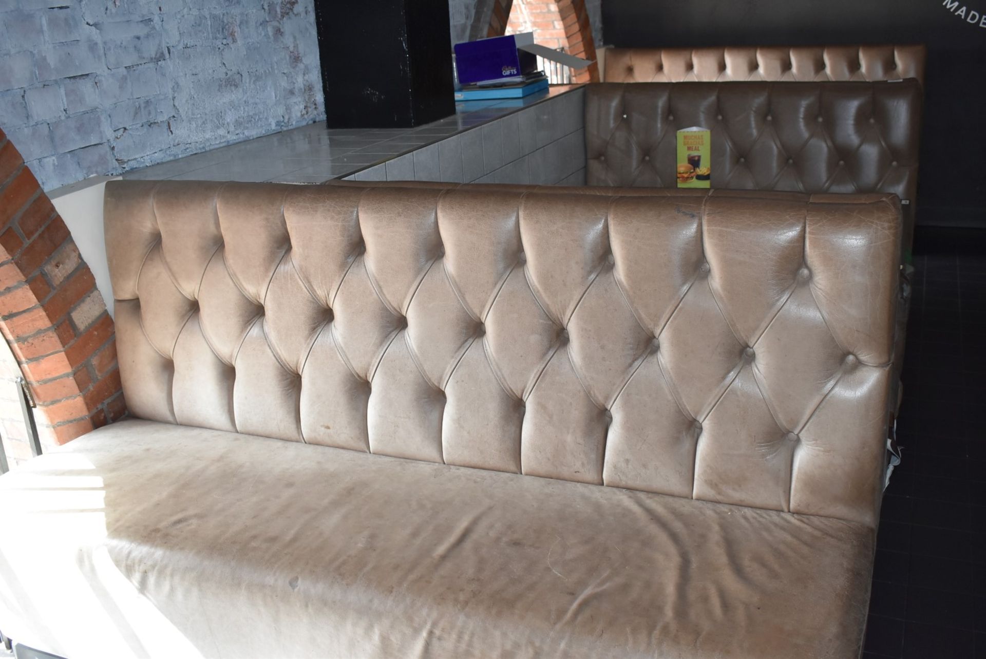 1 x Collection of Restaurant Seating Benches With Brown Leather Upholstery and Studded Backs - Image 25 of 26
