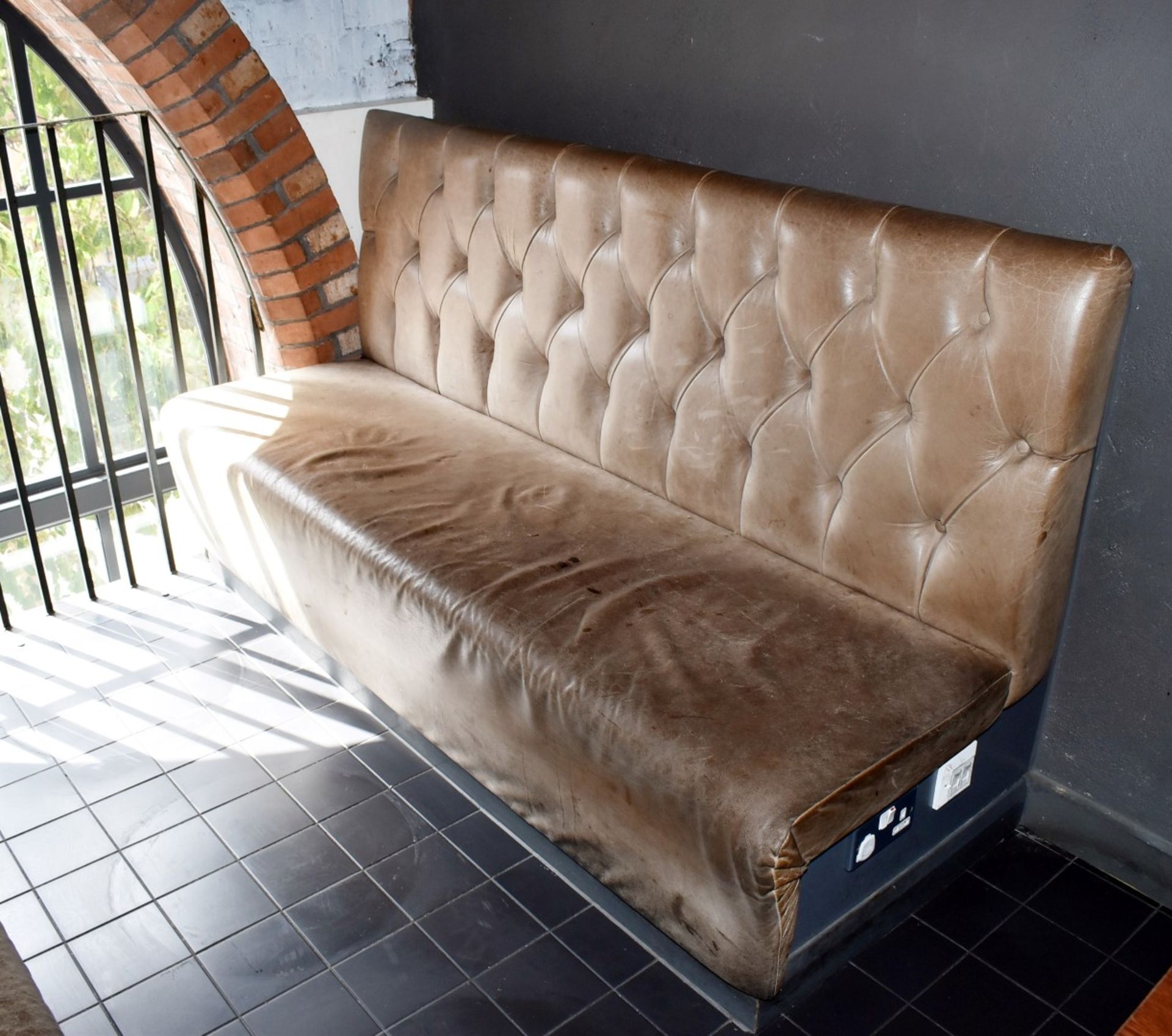 1 x Collection of Restaurant Seating Benches With Brown Leather Upholstery and Studded Backs - Image 2 of 26