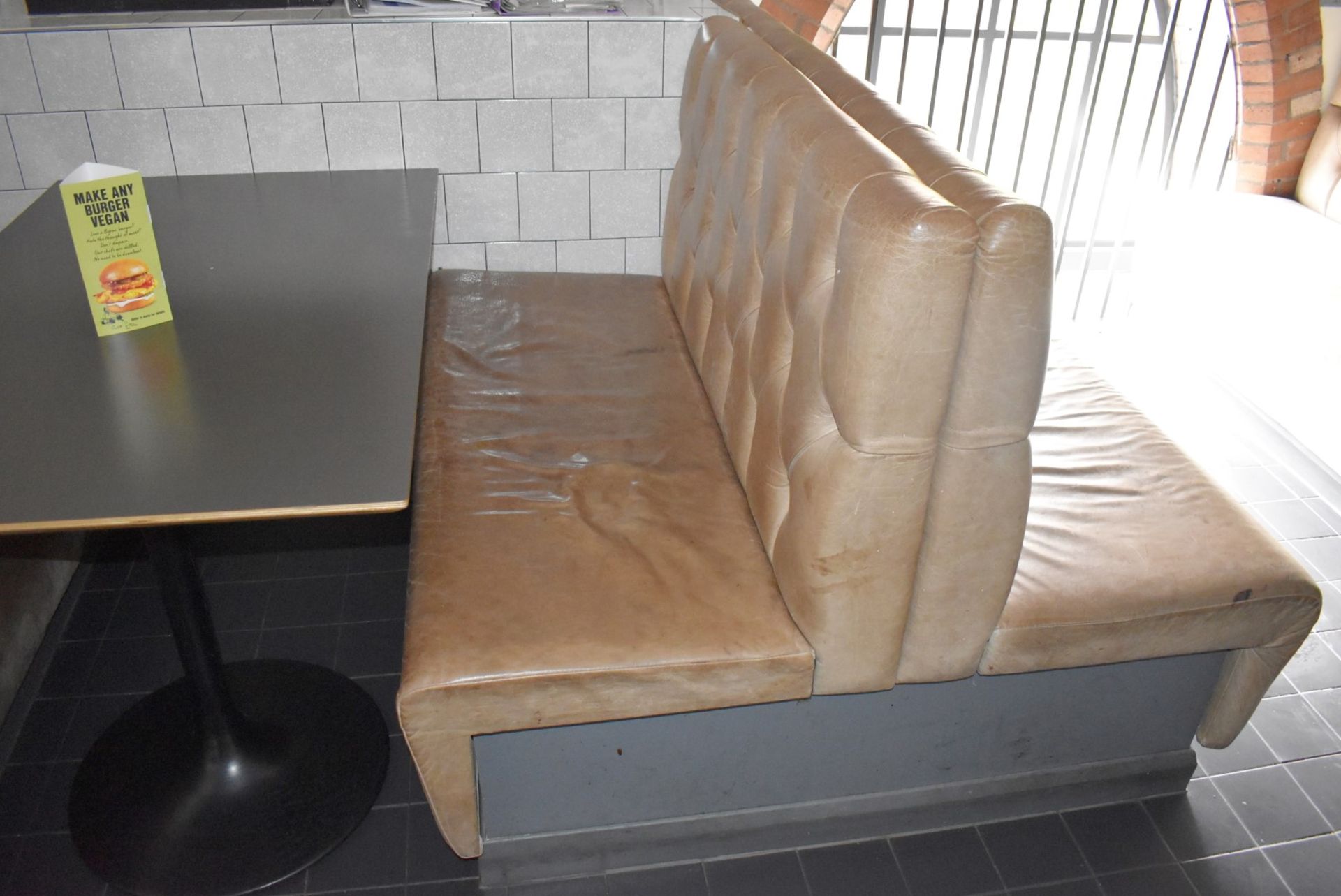 1 x Collection of Restaurant Seating Benches With Brown Leather Upholstery and Studded Backs - Image 11 of 26