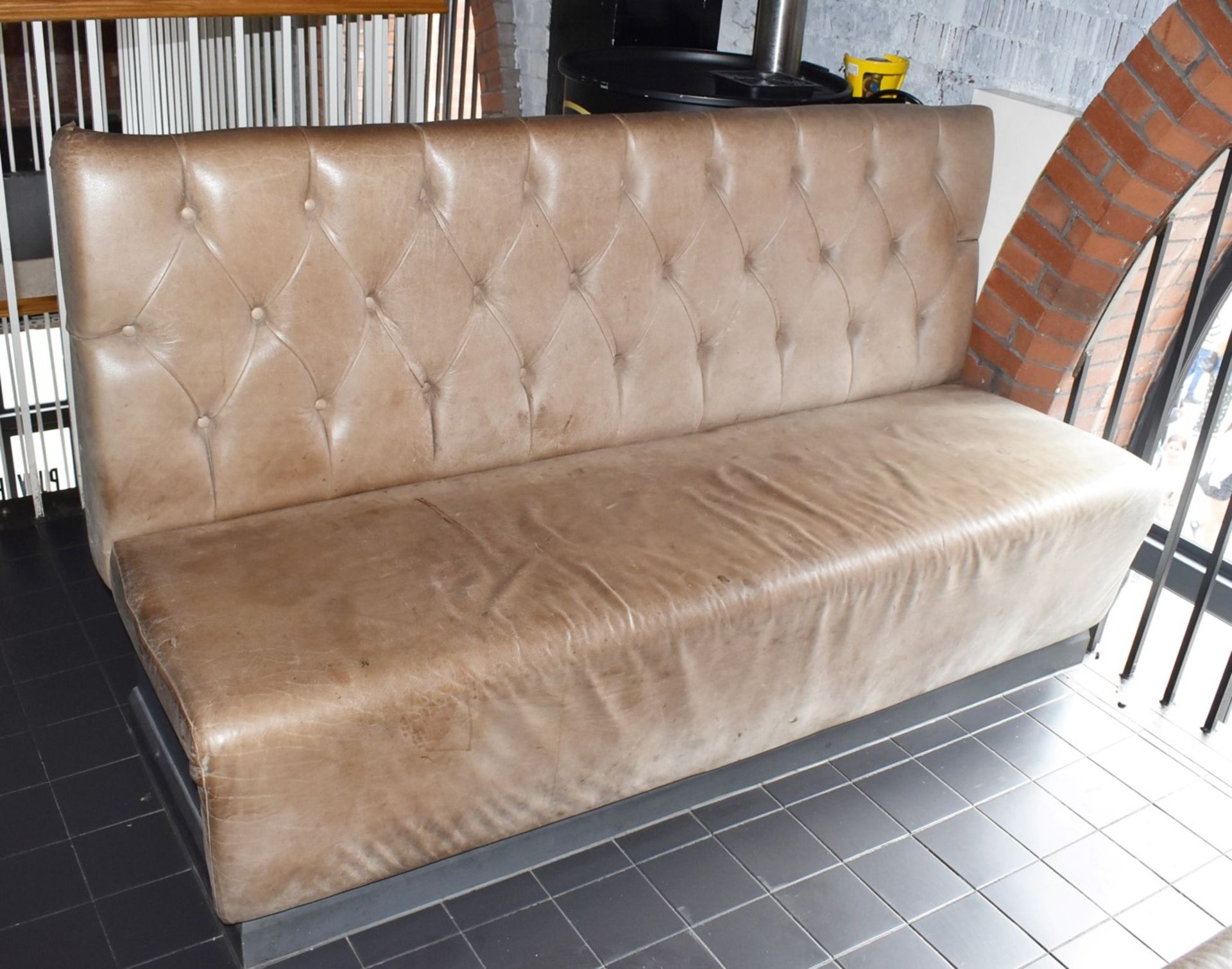 1 x Collection of Restaurant Seating Benches With Brown Leather Upholstery and Studded Backs - Image 9 of 26