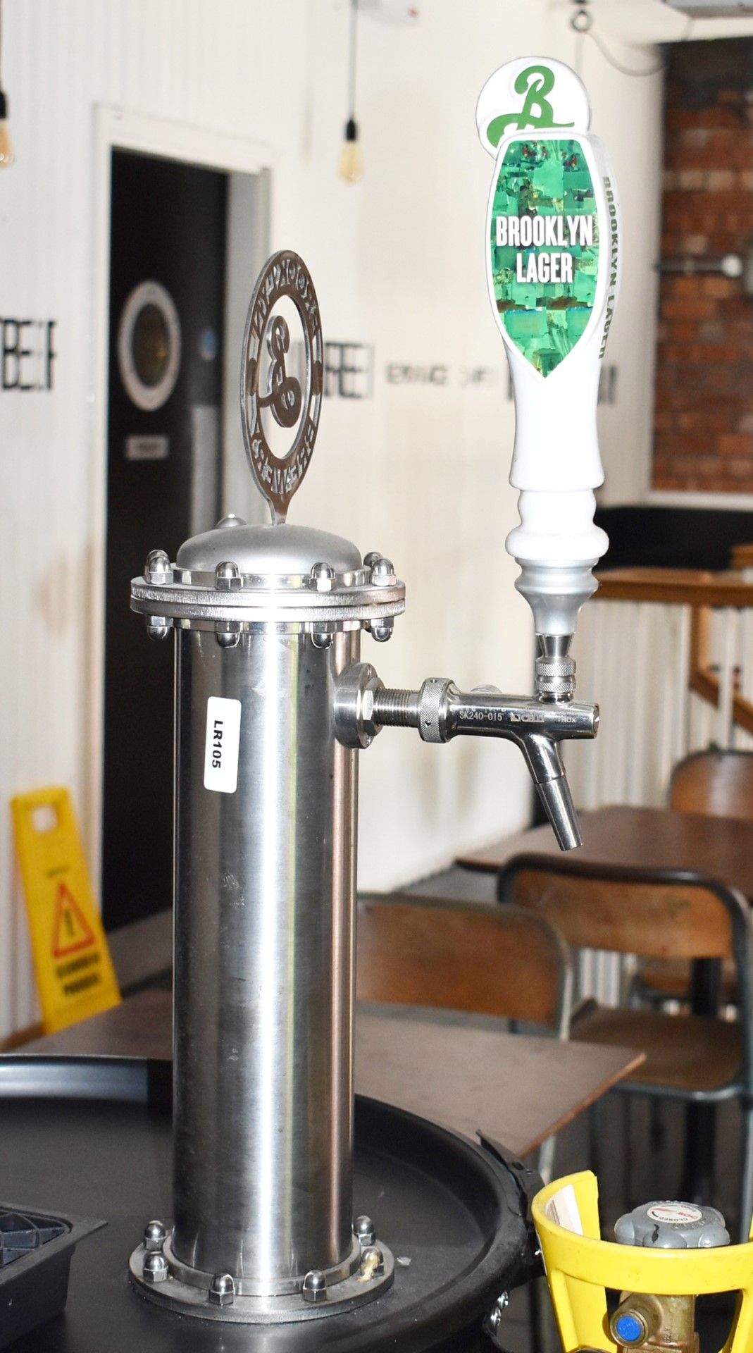 1 x Brooklyn Brewery Mobile Lager Beer Dispenser With Stainless Steel Pump, Barrel on Castors, Gas - Image 6 of 16