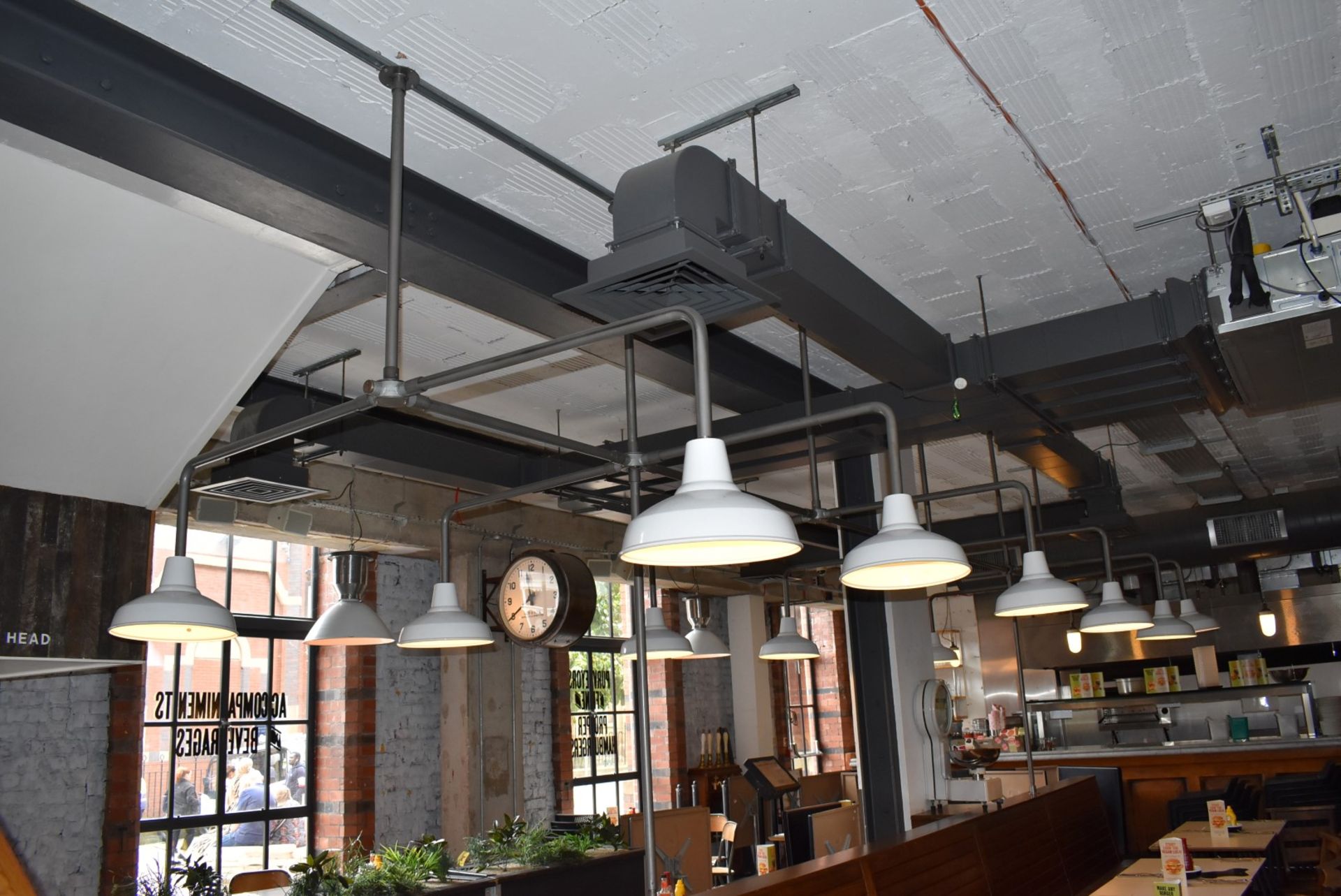 12 x Cream Light Pendants With Large Selection of Industrial Piping For Overseat Lighting - Image 3 of 9