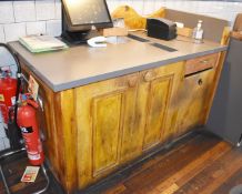 1 x Dumbwaiter Service Station With Pine Doors and Solid Worktop With Bin Chute and Storage