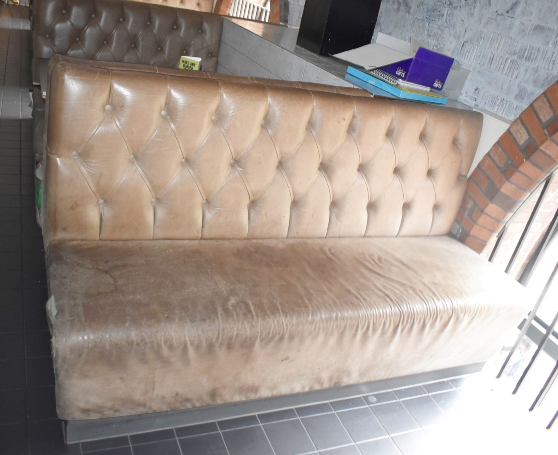 1 x Collection of Restaurant Seating Benches With Brown Leather Upholstery and Studded Backs - Image 21 of 26