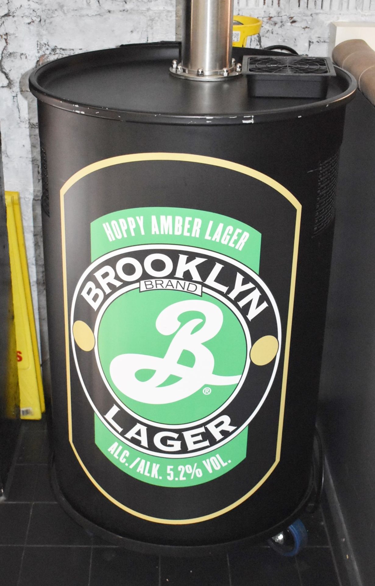 1 x Brooklyn Brewery Mobile Lager Beer Dispenser With Stainless Steel Pump, Barrel on Castors, Gas - Image 3 of 16