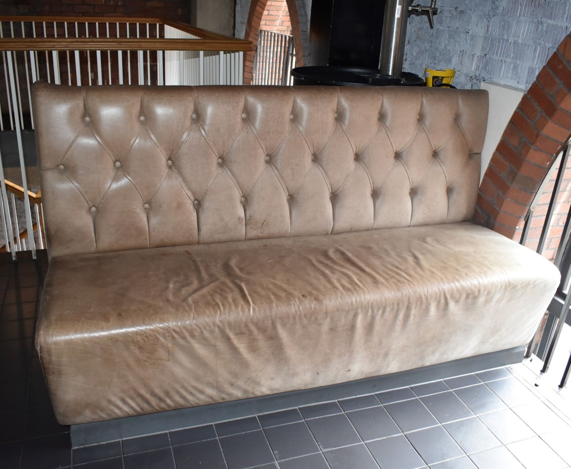 1 x Collection of Restaurant Seating Benches With Brown Leather Upholstery and Studded Backs - Image 13 of 26