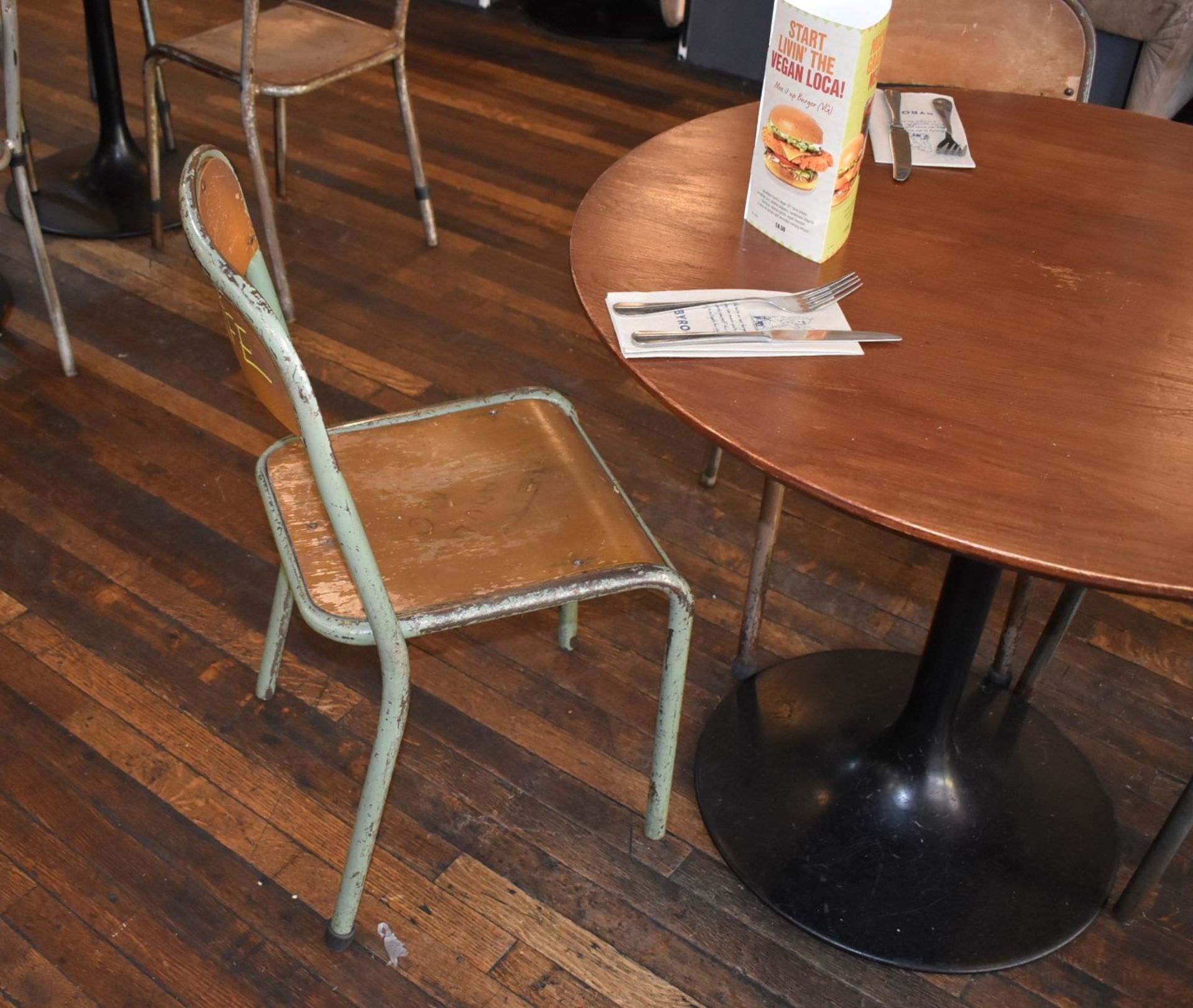 8 x Vintage Stackable School Chairs With Tubular Bent Steel Frames and Curved Plywood Seats - Image 5 of 8