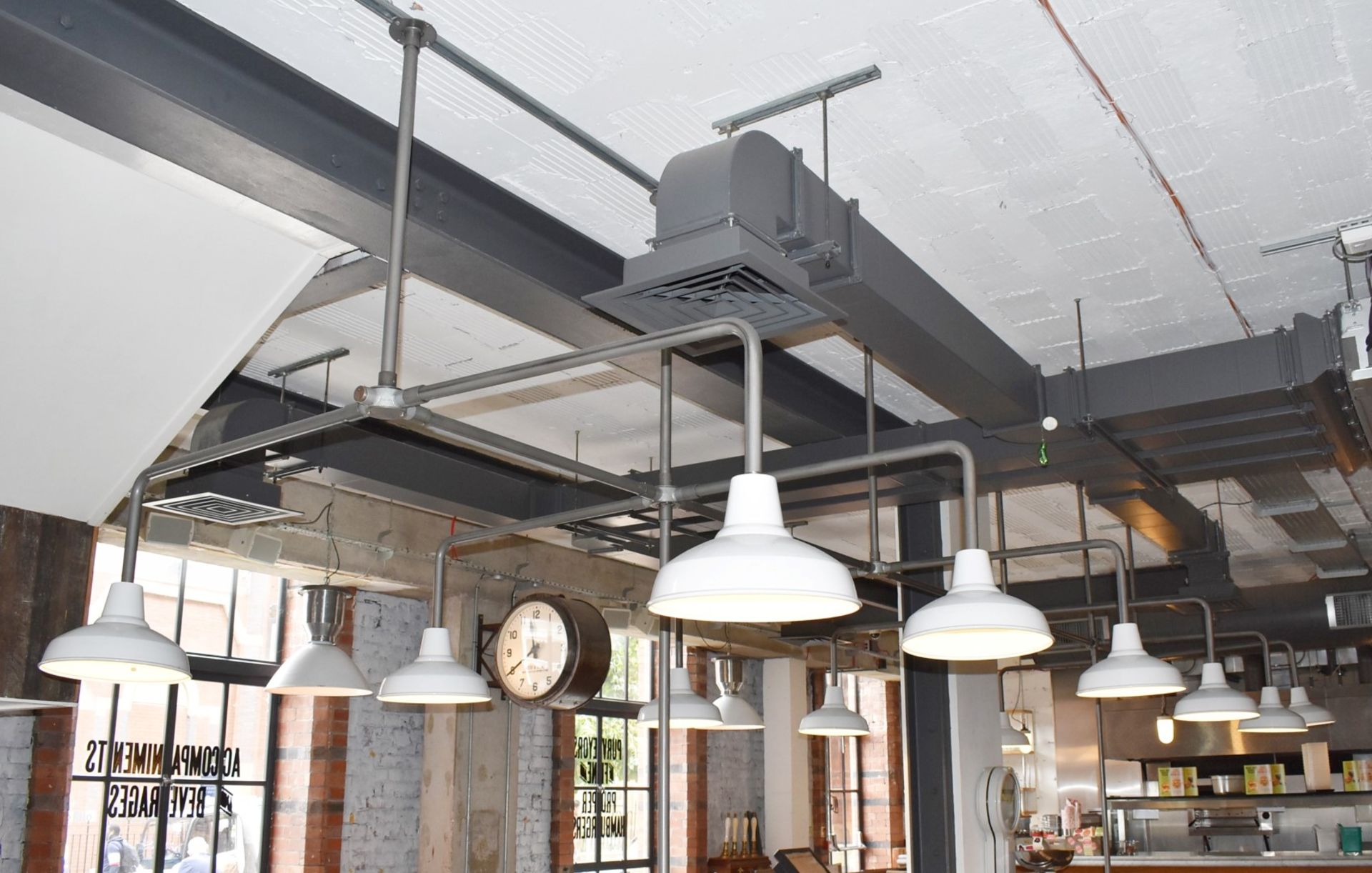 12 x Cream Light Pendants With Large Selection of Industrial Piping For Overseat Lighting - Image 2 of 9