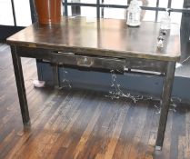 1 x Industrial Inspired Writing Desk With Central Drawer - Dimensions: H78 x W122 x D76 cms - Ref: