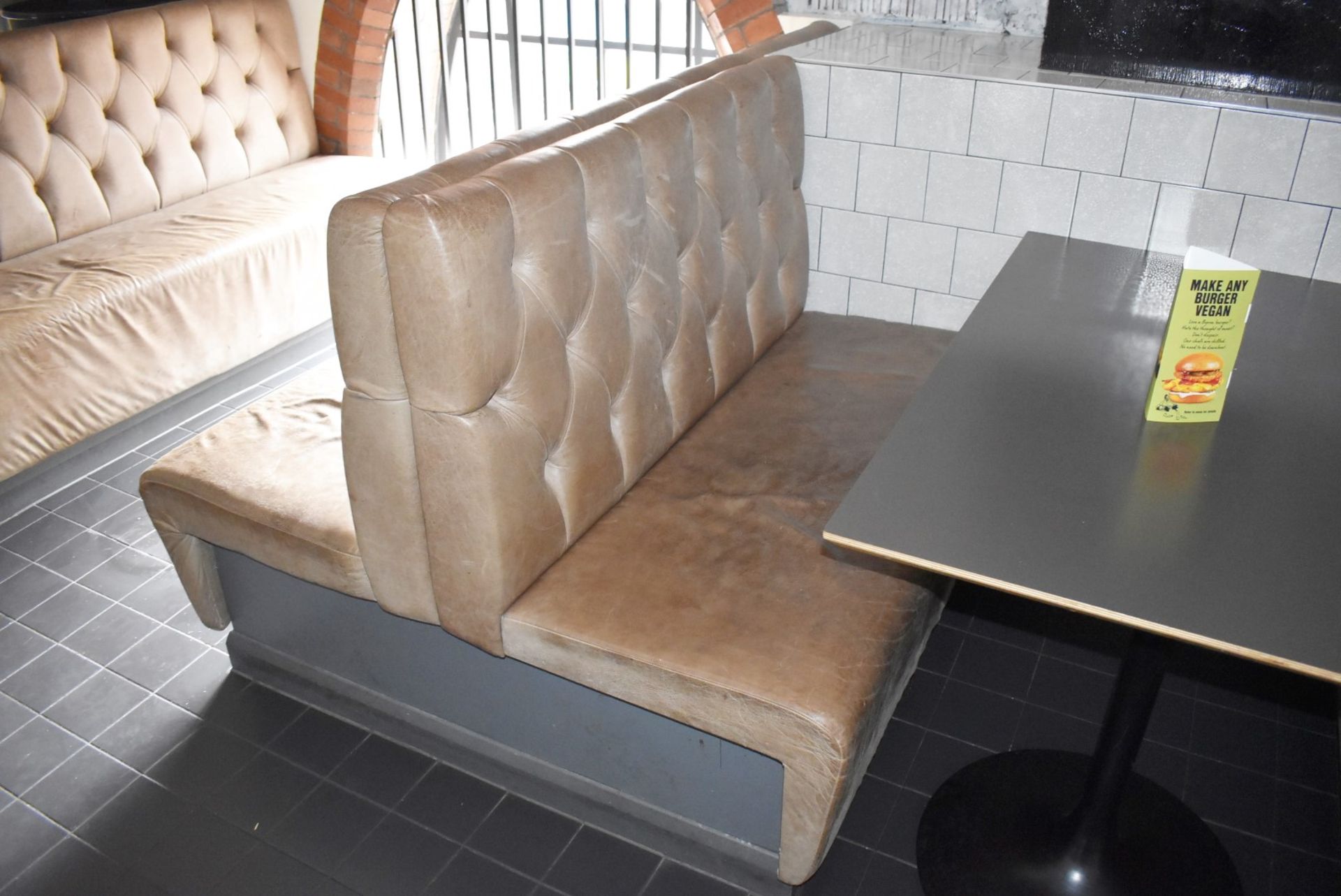 1 x Collection of Restaurant Seating Benches With Brown Leather Upholstery and Studded Backs - Image 10 of 26