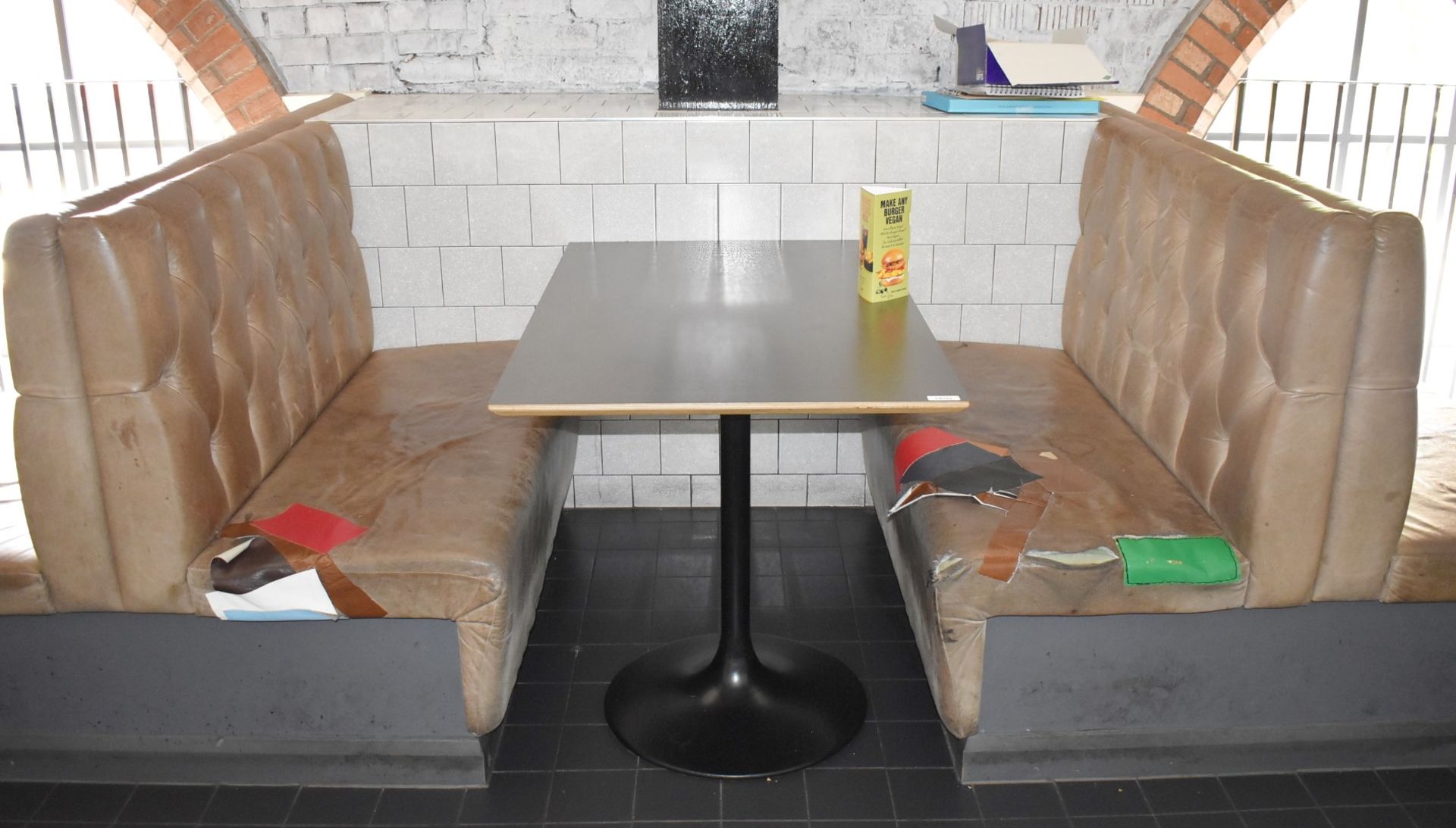 1 x Collection of Restaurant Seating Benches With Brown Leather Upholstery and Studded Backs - Image 5 of 26