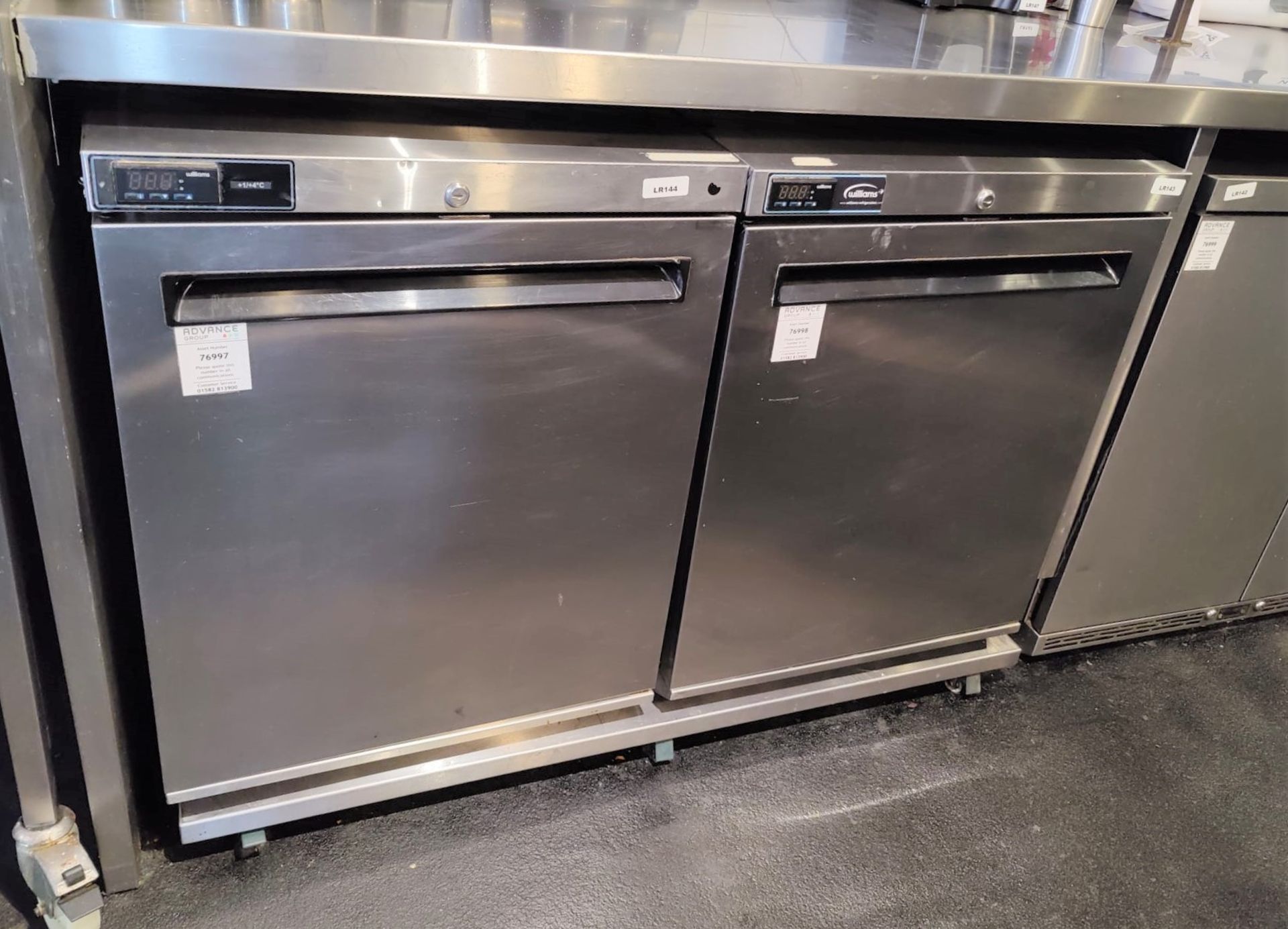 1 x Williams Undercounter Fridge and 1 x Williams Undercounter Freezer - Includes Trolley on Castors