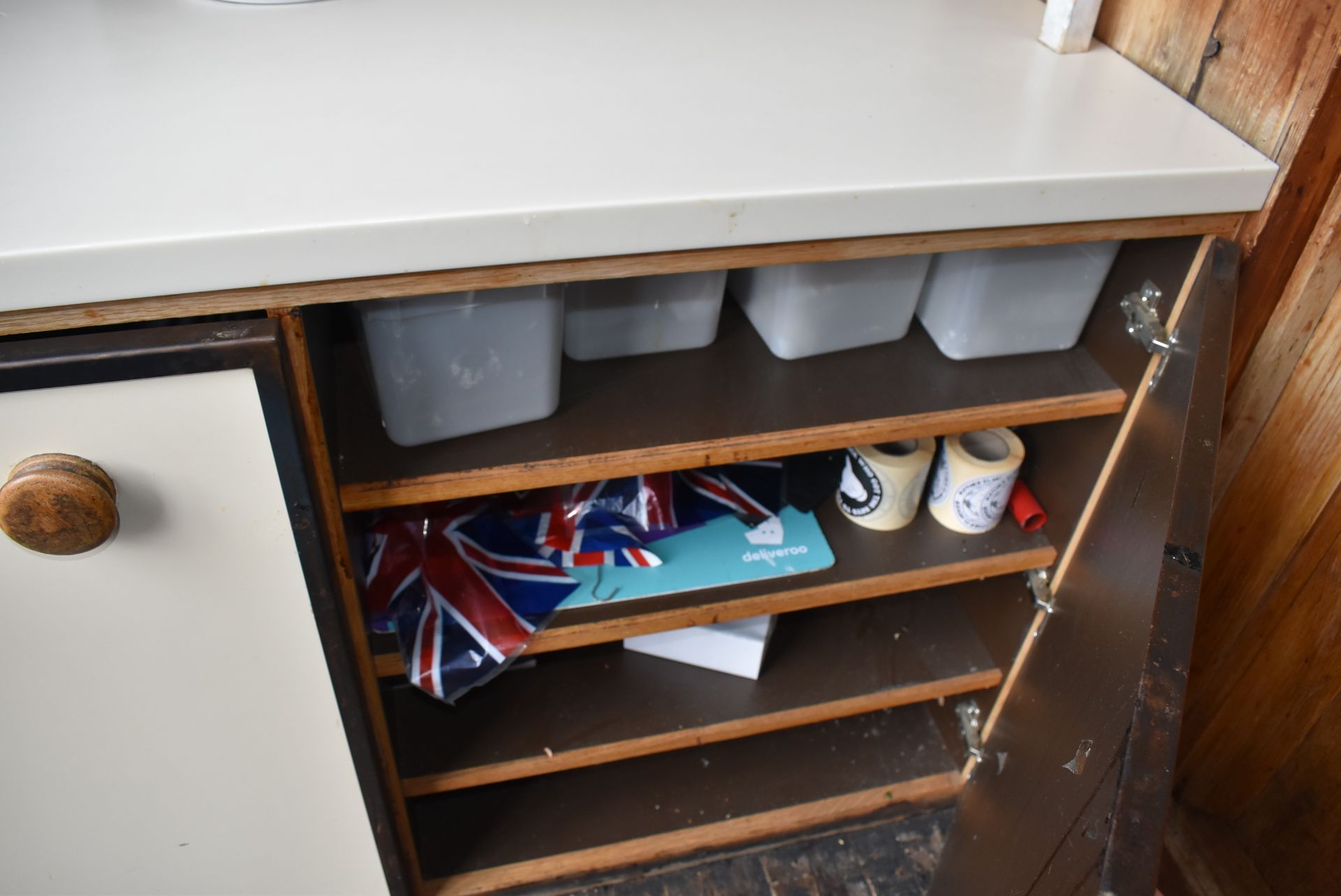 1 x Restaurant Service Station With Waste Bin Chute and Wood Shelves - Image 7 of 8