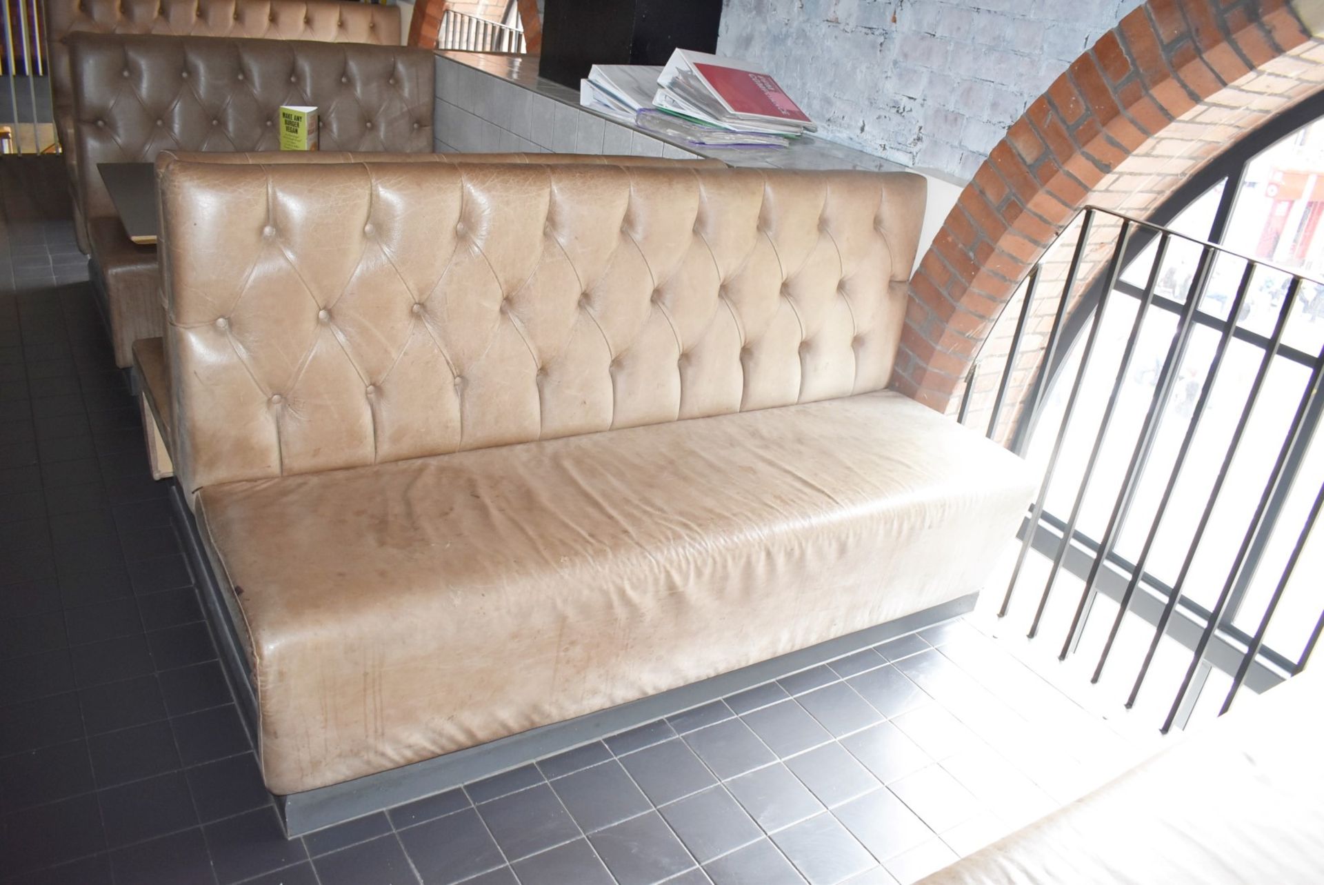 1 x Collection of Restaurant Seating Benches With Brown Leather Upholstery and Studded Backs - Image 19 of 26