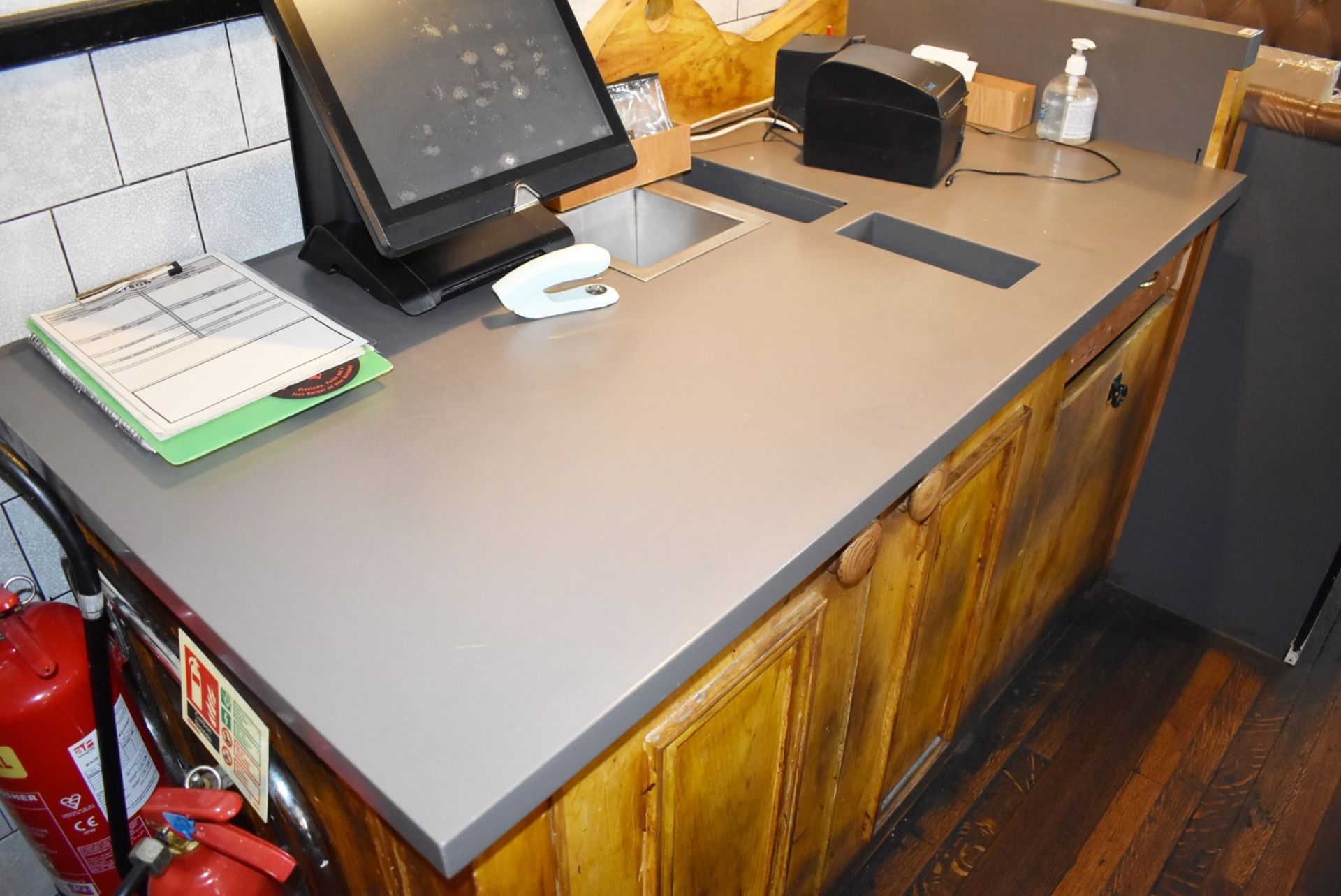 1 x Dumbwaiter Service Station With Pine Doors and Solid Worktop With Bin Chute and Storage - Image 2 of 7