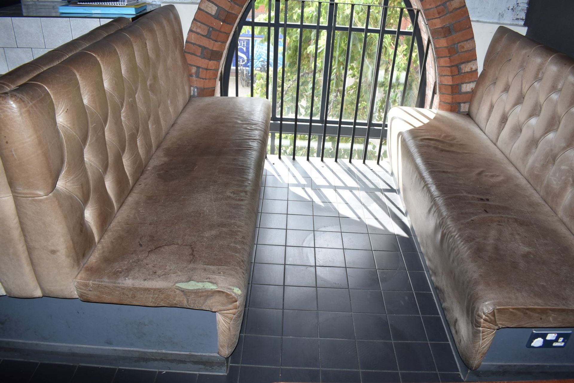 1 x Collection of Restaurant Seating Benches With Brown Leather Upholstery and Studded Backs - Image 3 of 26