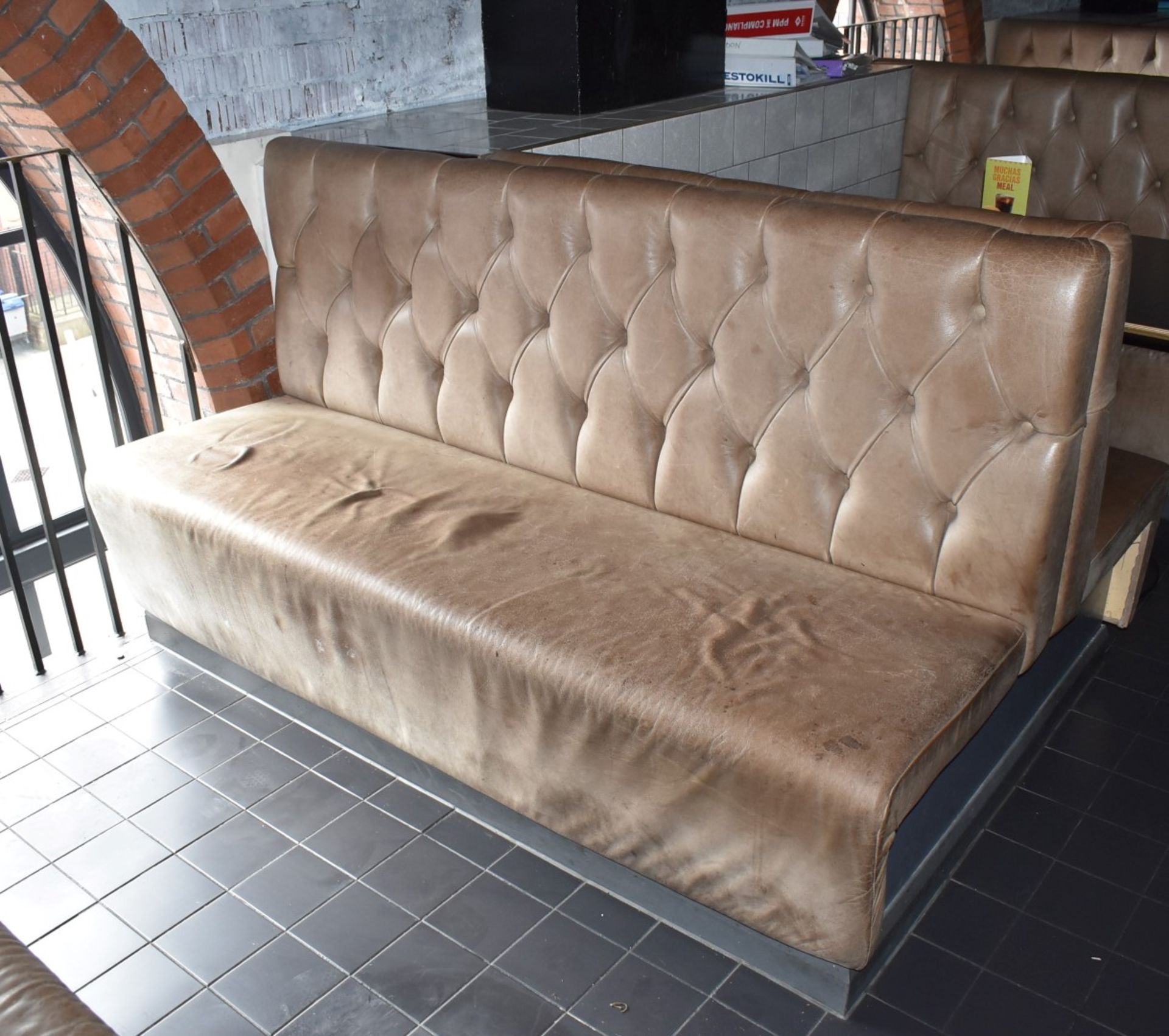 1 x Collection of Restaurant Seating Benches With Brown Leather Upholstery and Studded Backs - Image 8 of 26