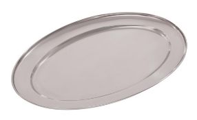 20 x Stainless Steel Oval Service Trays - Size: 450mm x 310mm - Brand New Boxed Stock - RRP £200 -