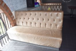 1 x Collection of Restaurant Seating Benches With Brown Leather Upholstery and Studded Backs