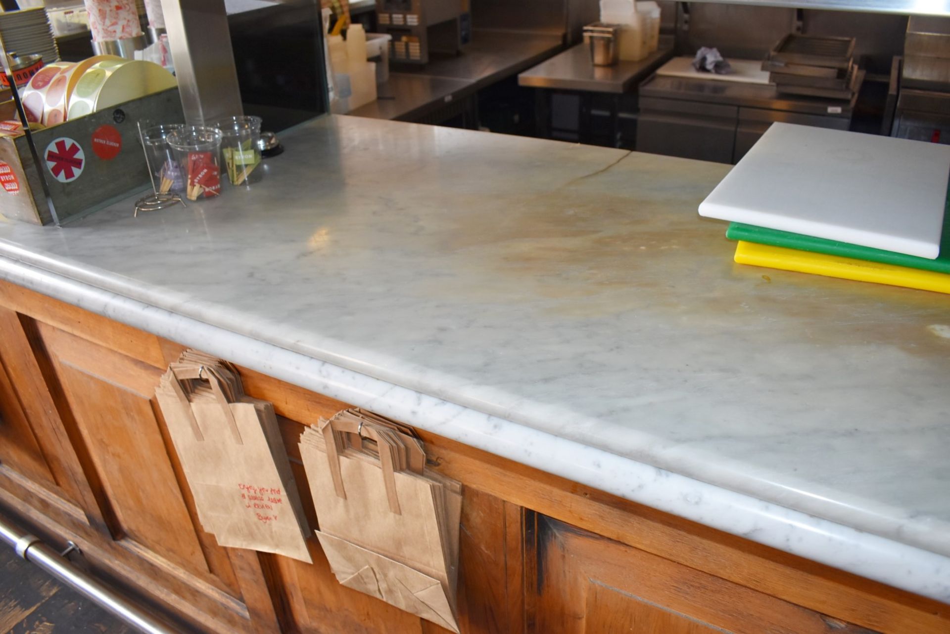 1 x Large 30ft Wood Panel Bar With White Marble Top, Heated Glass Gantry and Chrome Foot Rail - Image 19 of 22