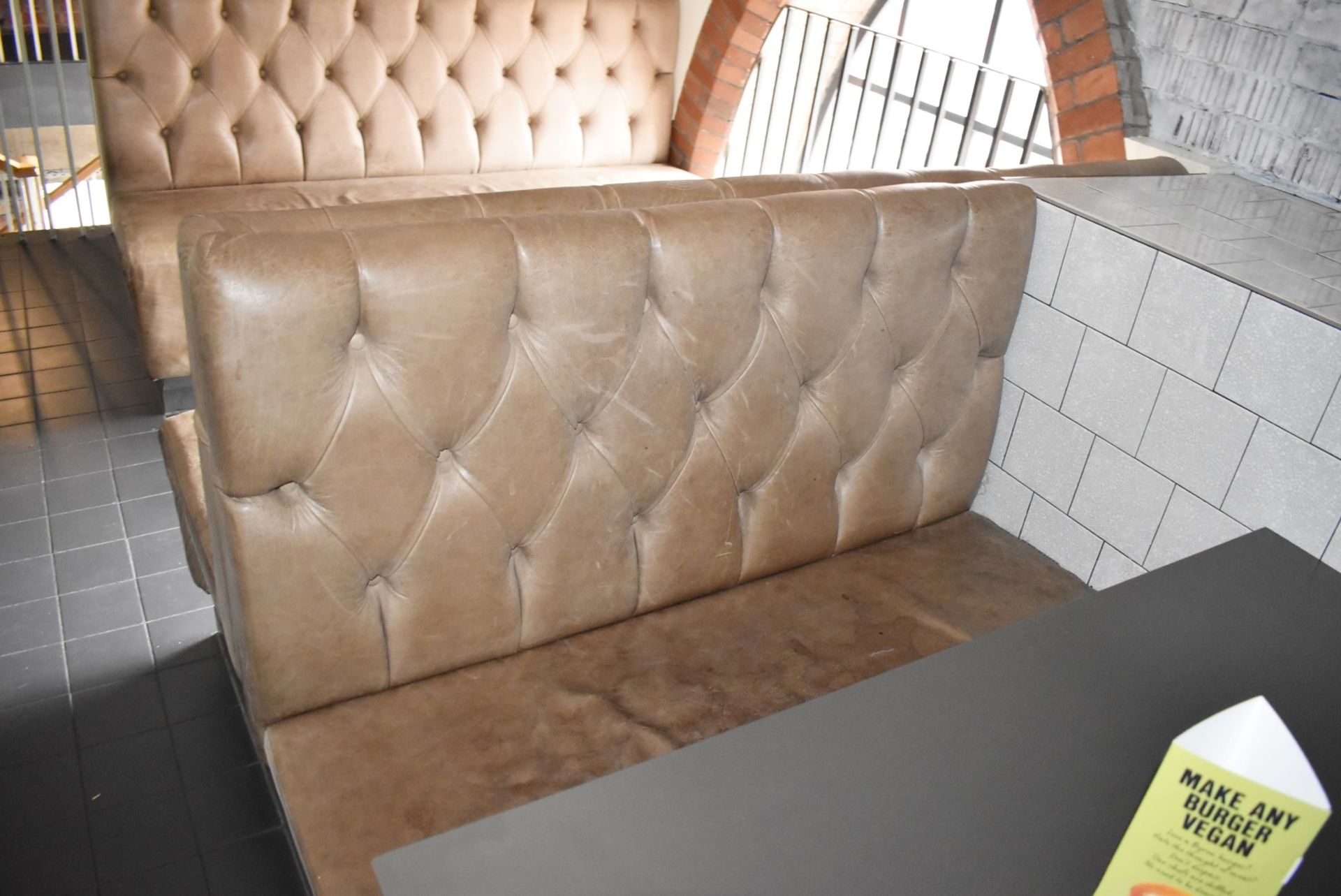 1 x Collection of Restaurant Seating Benches With Brown Leather Upholstery and Studded Backs - Image 18 of 26