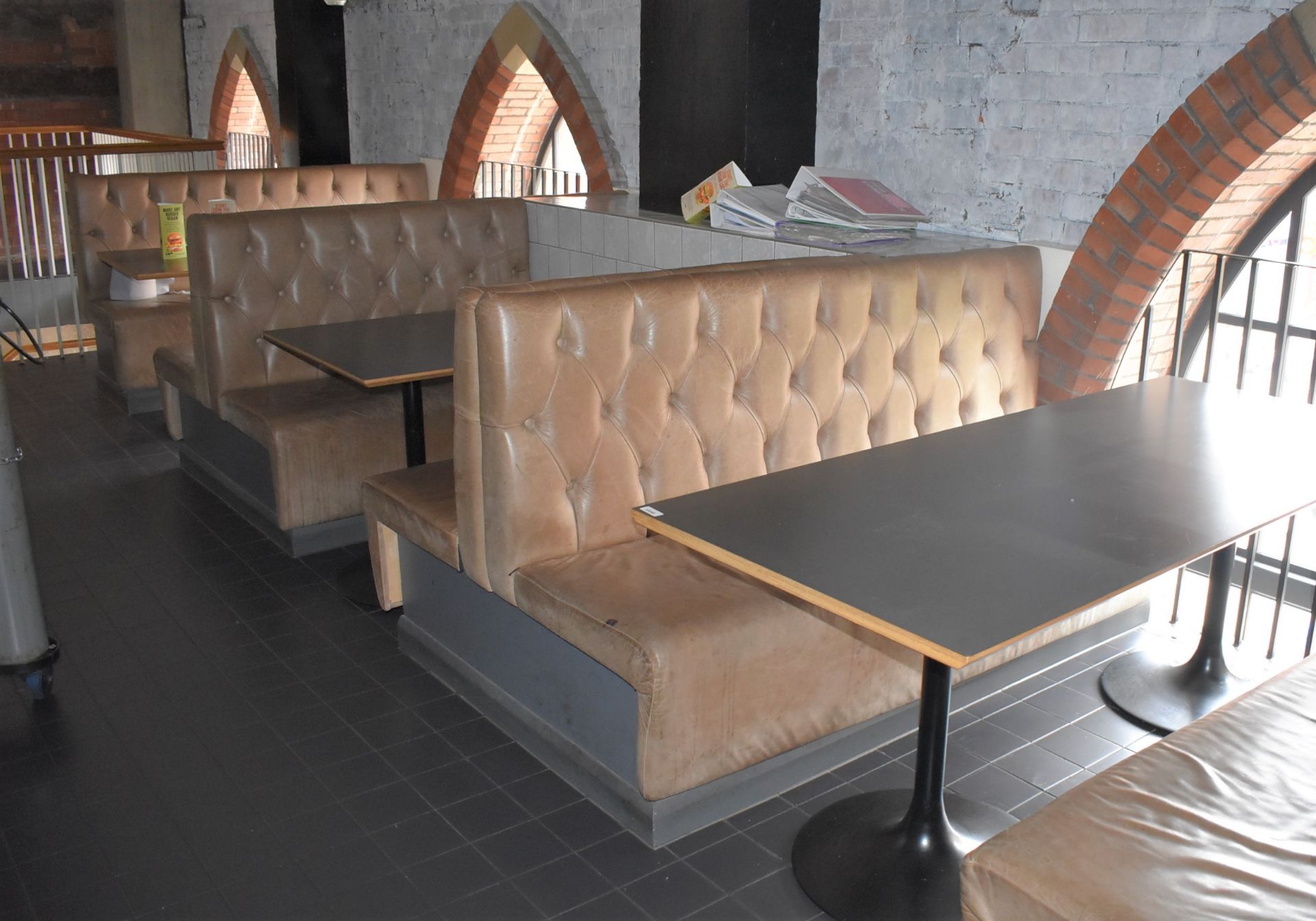 1 x Collection of Restaurant Seating Benches With Brown Leather Upholstery and Studded Backs - Image 26 of 26