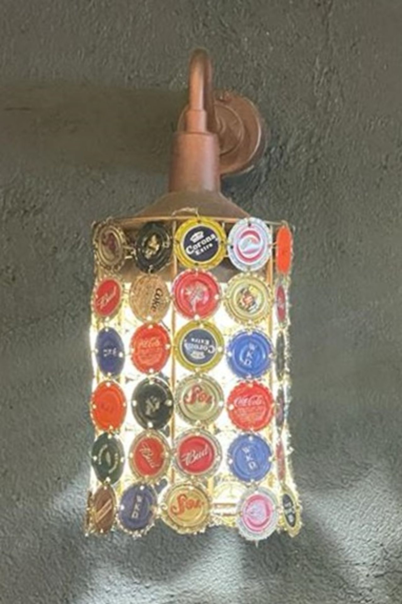 2 x Wall Lights With Unique Beer Bottle Cap Shades - Image 5 of 7
