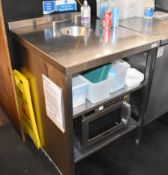 1 x Sainless Steel Prep Table Undershelves and Hand Wash Basin With Mixer Tap