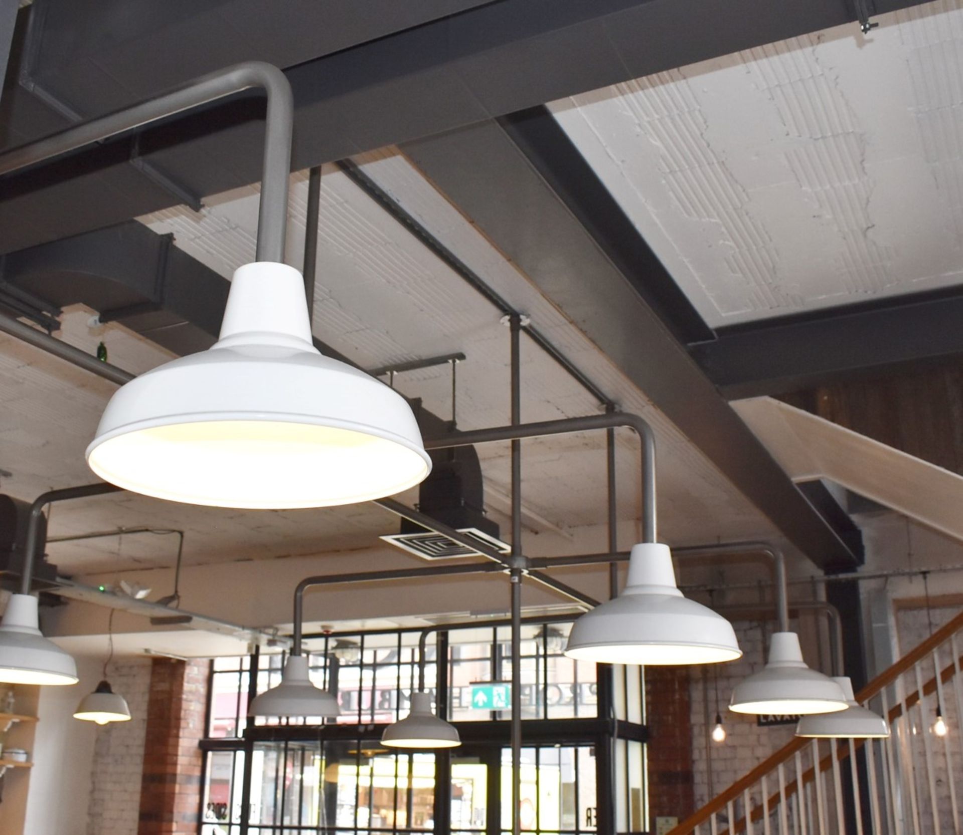12 x Cream Light Pendants With Large Selection of Industrial Piping For Overseat Lighting - Image 5 of 9