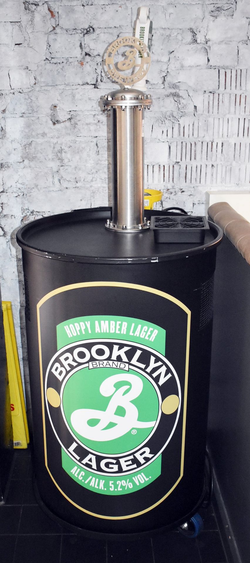 1 x Brooklyn Brewery Mobile Lager Beer Dispenser With Stainless Steel Pump, Barrel on Castors, Gas - Image 2 of 16