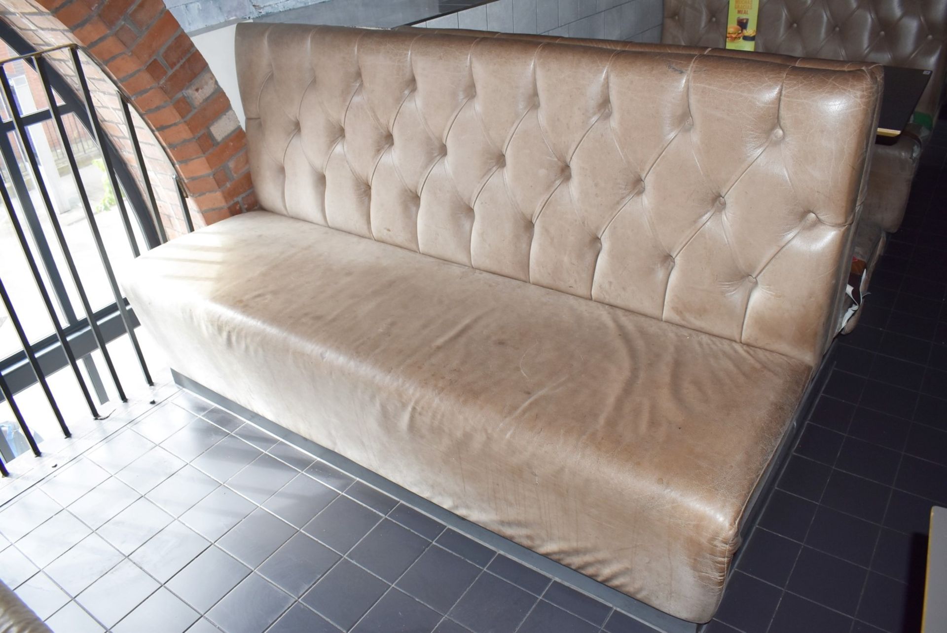 1 x Collection of Restaurant Seating Benches With Brown Leather Upholstery and Studded Backs - Image 6 of 26