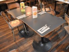 6 x Square Dining Tables With Black Tulip Bases and Dark Grey Laminate Tops