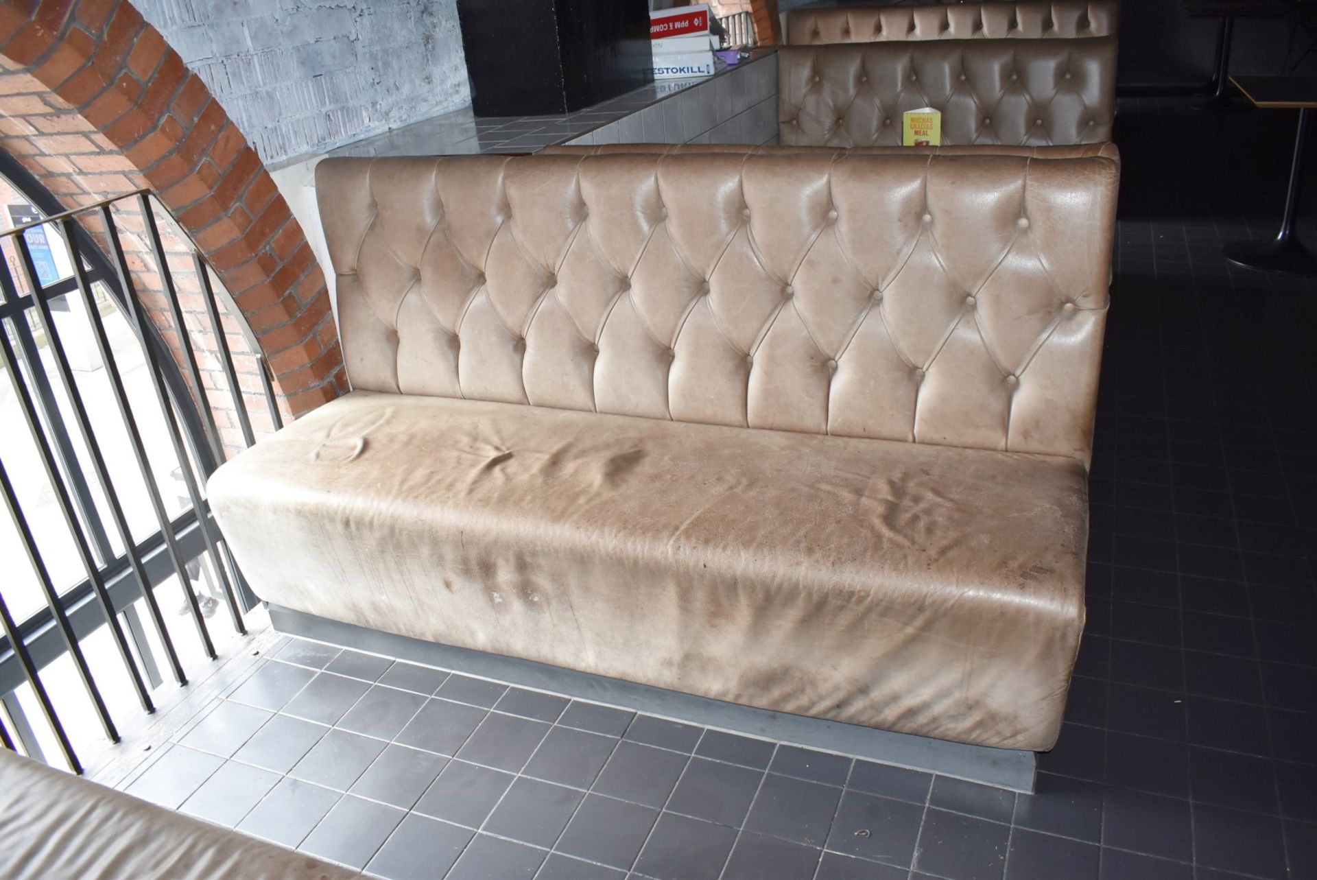 1 x Collection of Restaurant Seating Benches With Brown Leather Upholstery and Studded Backs - Image 16 of 26
