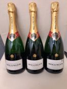 3 x Bottles of Bollinger Champagne Special Cuvee Brut - Retail Price £180 - Ref: WAS103 - CL866 -