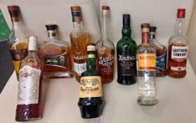 Lot of 10 Bottles of Assorted Open Alcoholic Drinks - Ref: LOT002 - CL866 - Location: Essex