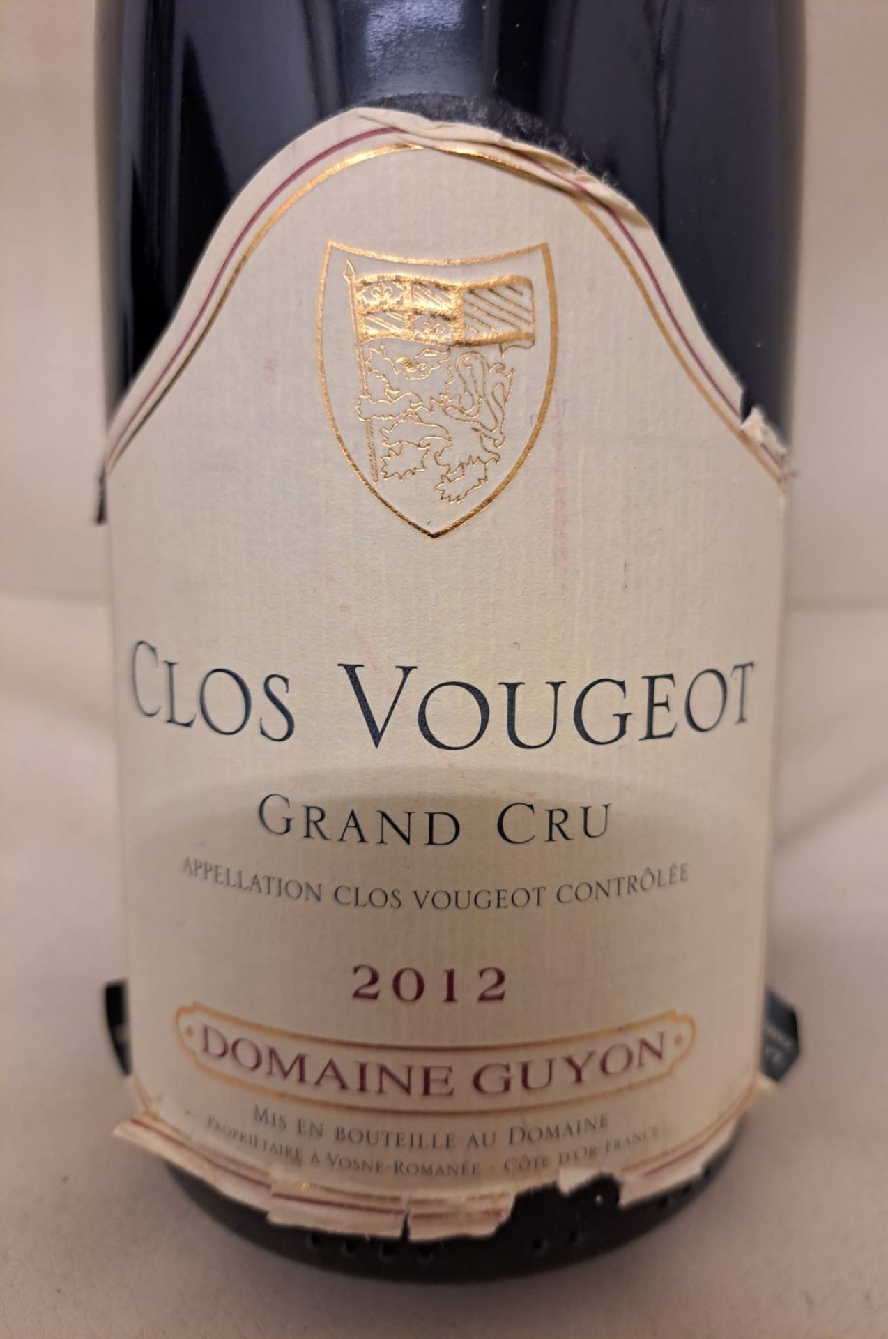 1 x Bottle of 2012 Clos Vougeot Grand Cru Domain Guyon Red Wine - Retail Price £180 - Ref: - Image 2 of 2
