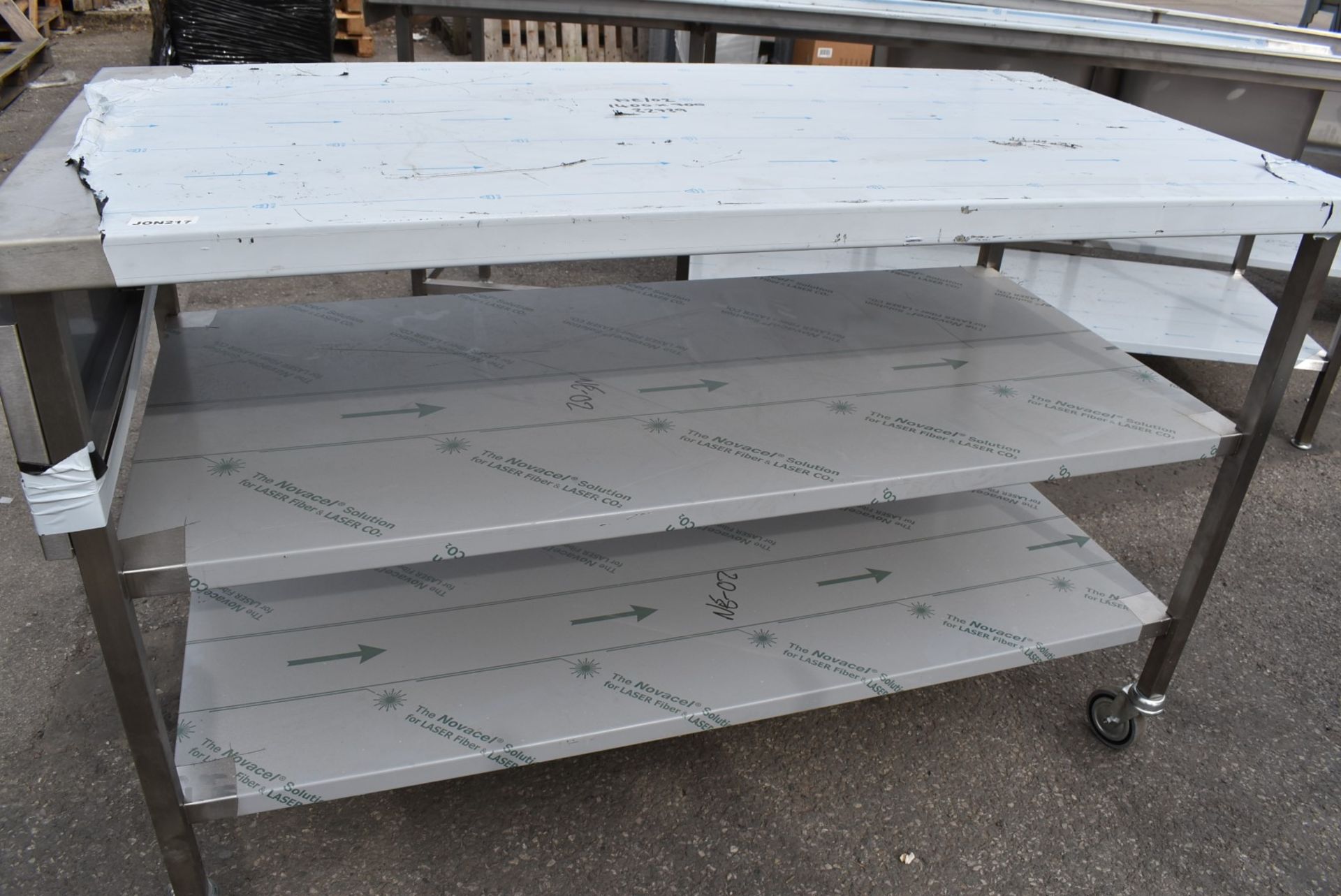 1 x Stainless Steel Prep Table With Castor Wheels and Multiple Undeshelves - Image 6 of 6