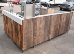 1 x Commercial Stainless Steel Coffee Shop Preperation Counter With Natural Wooden Fascia, Infra Red
