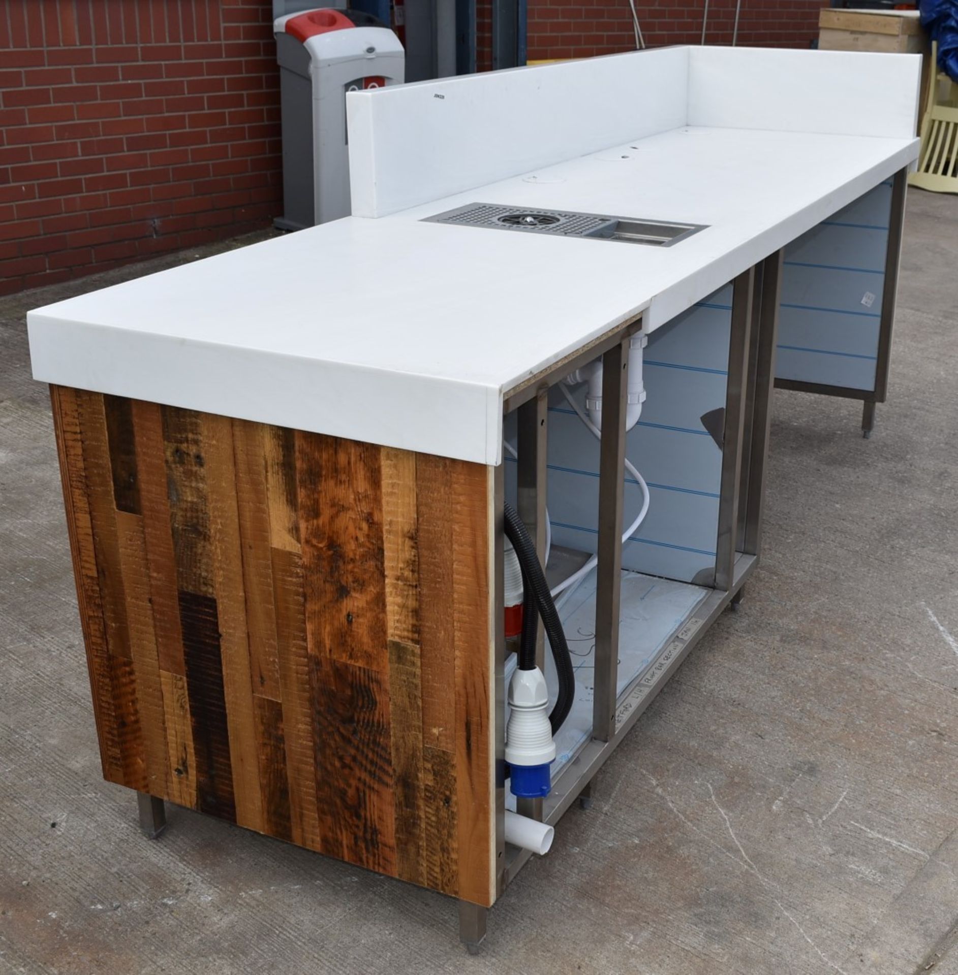 1 x Commercial Coffee Shop Preperation Counter With Natural Wooden Fascia, Hard Wearing Hygenic - Image 16 of 20