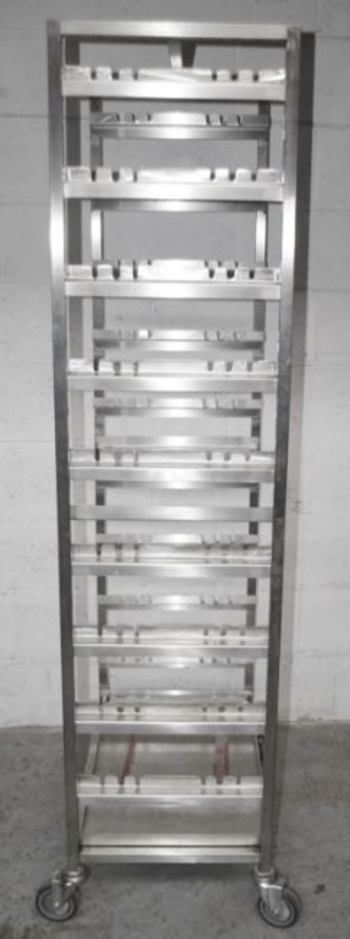 1 x Stainless Steel Commercial Kitchen 10-Grid Mobile Chicken / Meat Prep Rack - Includes Chicken - Image 2 of 3