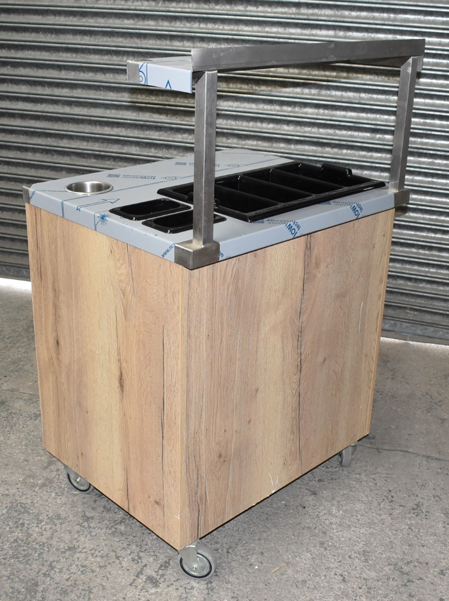 1 x Cutlery Service Trolley Featuring an Oak Cabinet With Internal Drawers, Stainless Steel - Image 13 of 13