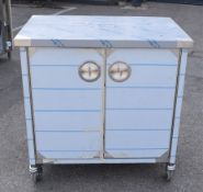 1 x Stainless Steel Mobile Prep Cabinet - New and Unused - Dimensions: H91 x W90 x D60 cms -