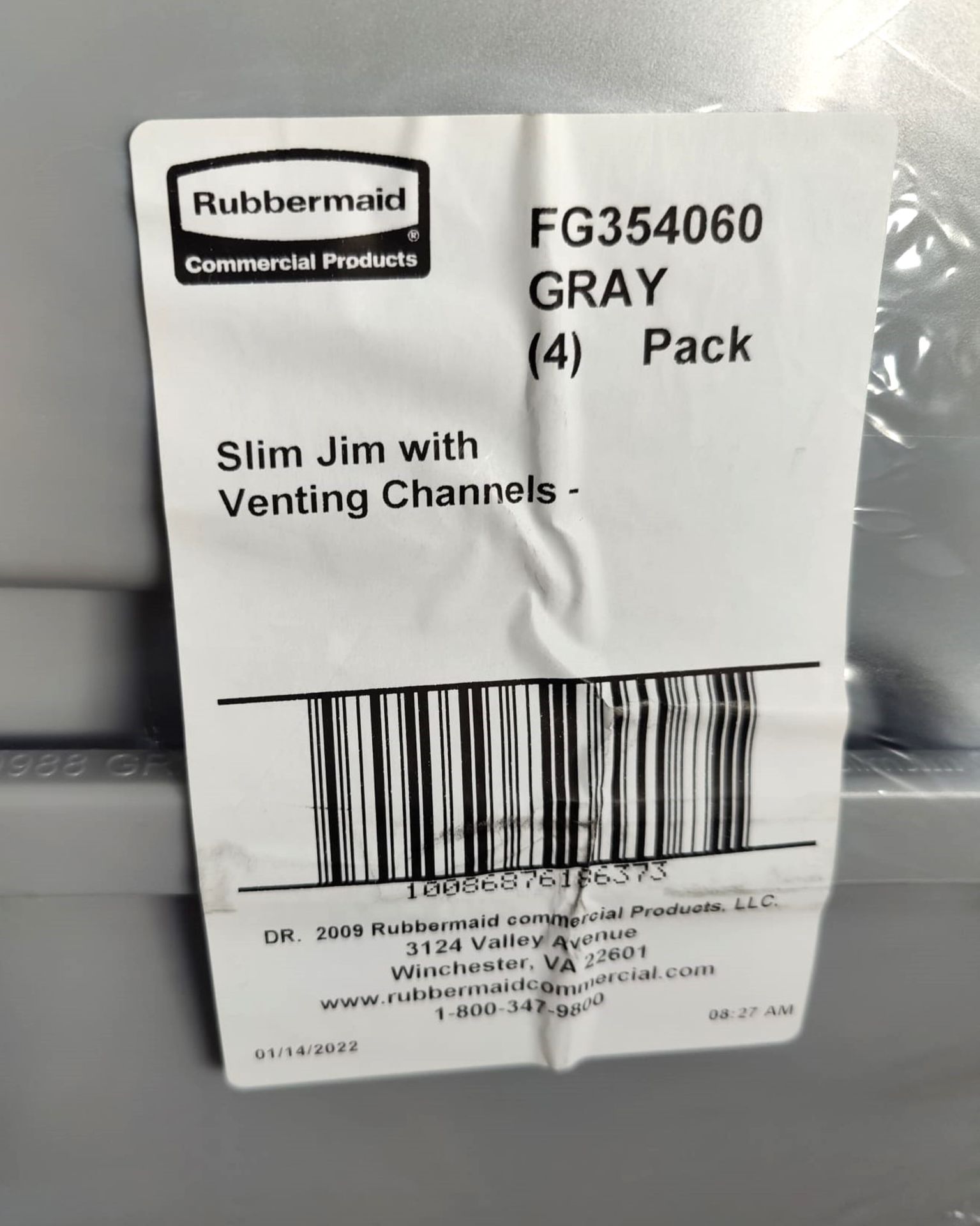 1 x Rubbermaid Slim Jim Waste Bin With Venting Channels Colour: Grey - Type: FG354060 - Brand New - Image 3 of 5