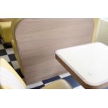 3 x Restaurant Table With a Soft Lemon Finish, Light Wood Surround and Floor Mounted Pedestals -