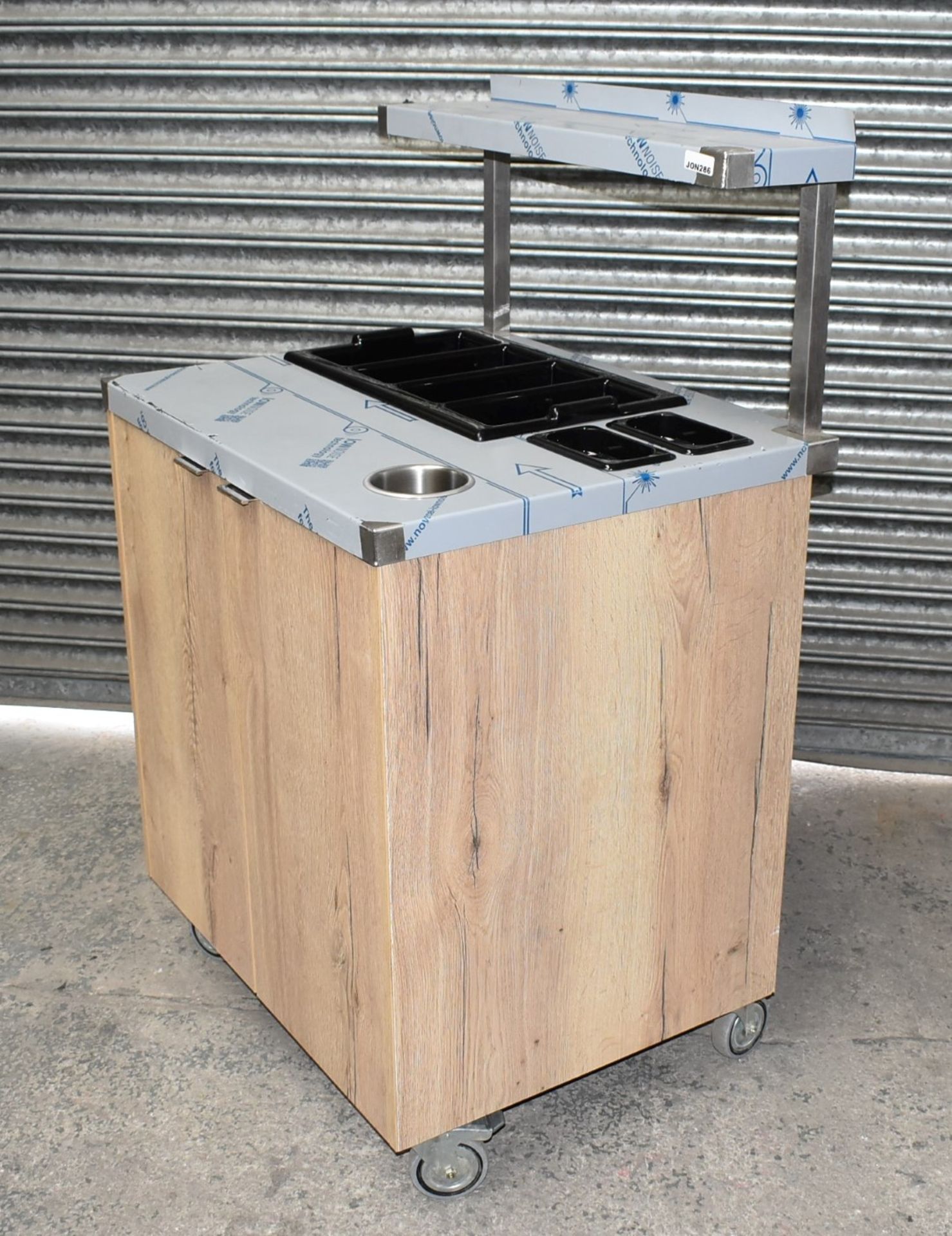 1 x Cutlery Service Trolley Featuring an Oak Cabinet With Internal Drawers, Stainless Steel - Image 12 of 13