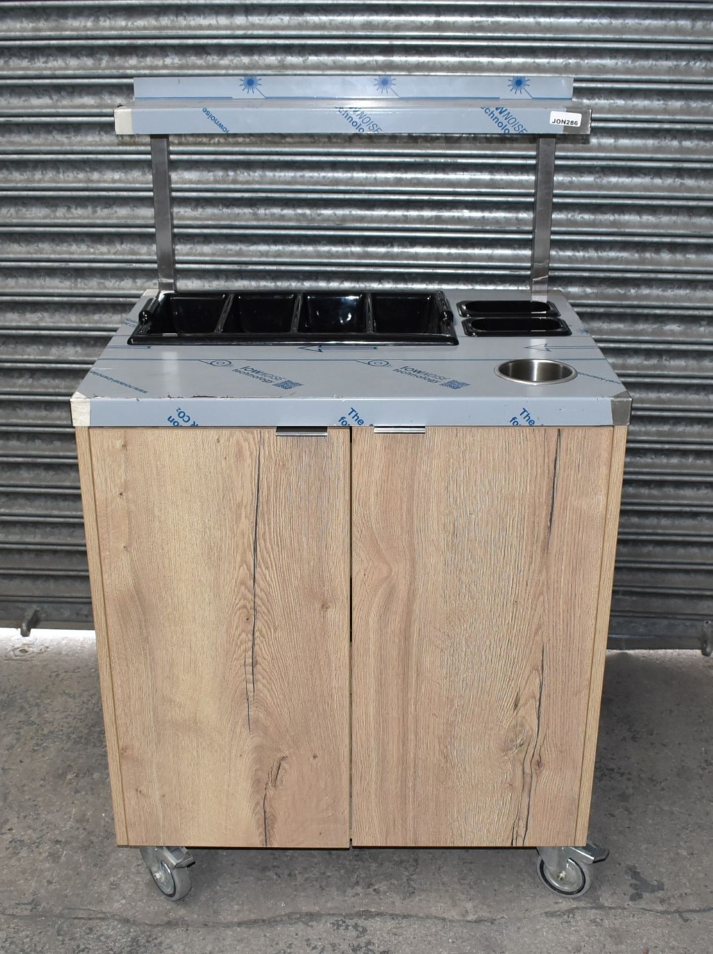 1 x Cutlery Service Trolley Featuring an Oak Cabinet With Internal Drawers, Stainless Steel - Image 6 of 13