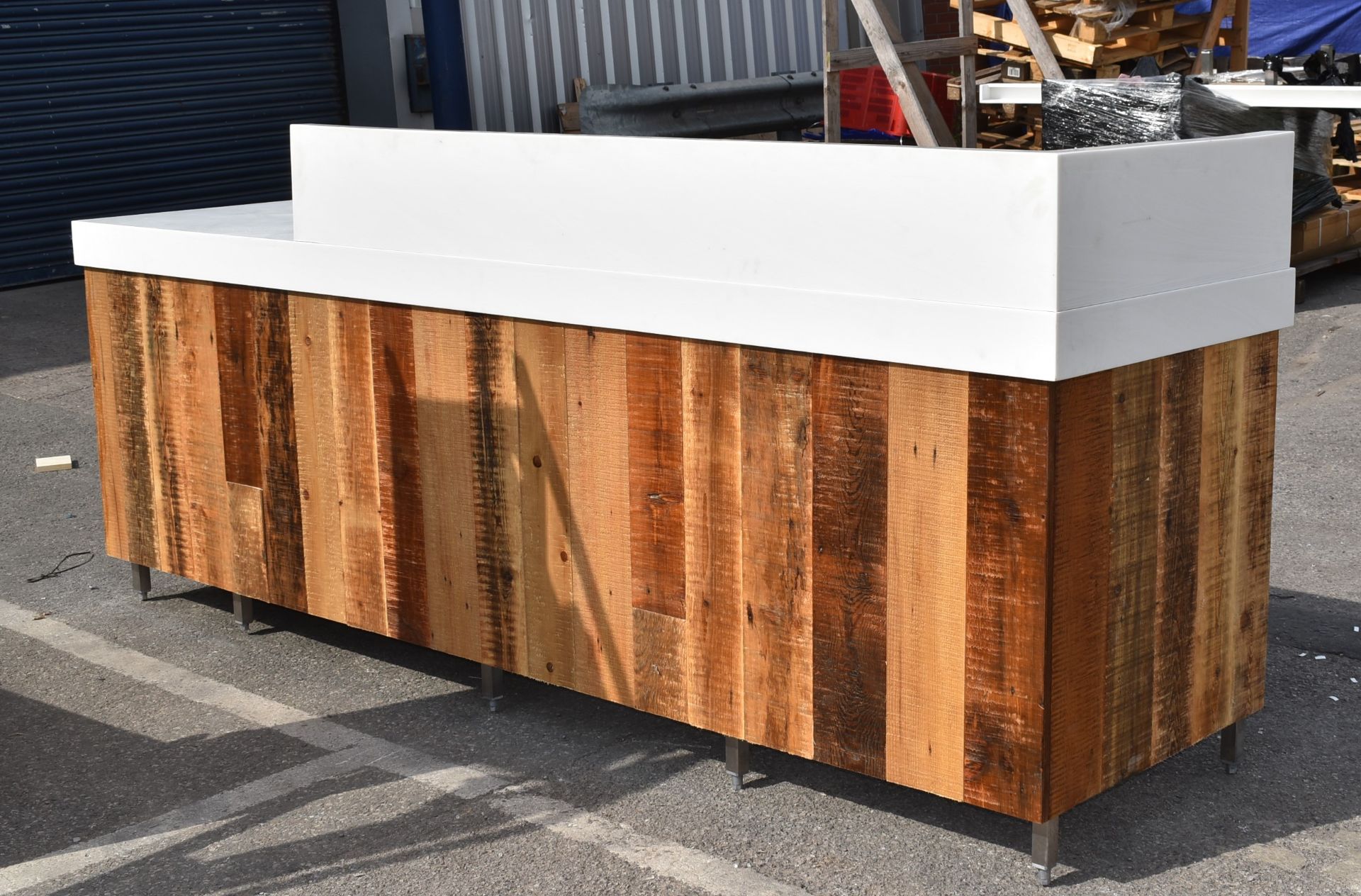 1 x Commercial Coffee Shop Preperation Counter With Natural Wooden Fascia, Hard Wearing Hygenic