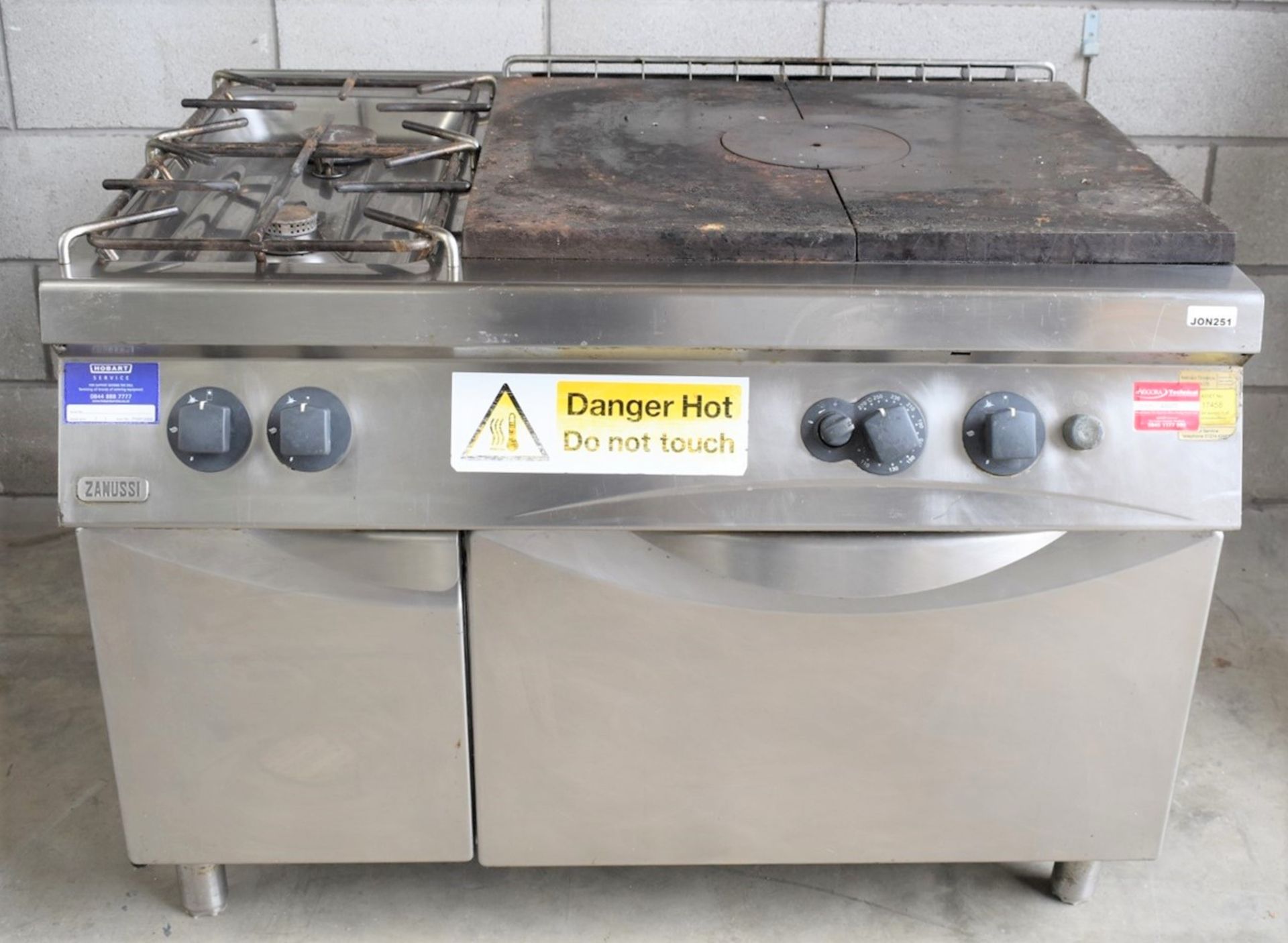 1 x Zanussi Gas Range Cooker With Two Burners and Contact Hot Plate - Stainless Steel Exterior - Image 2 of 10