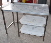 1 x Stainless Steel Prep Table With Undershelves - New and Unused - Dimensions: H89 x W125 x D70 cms